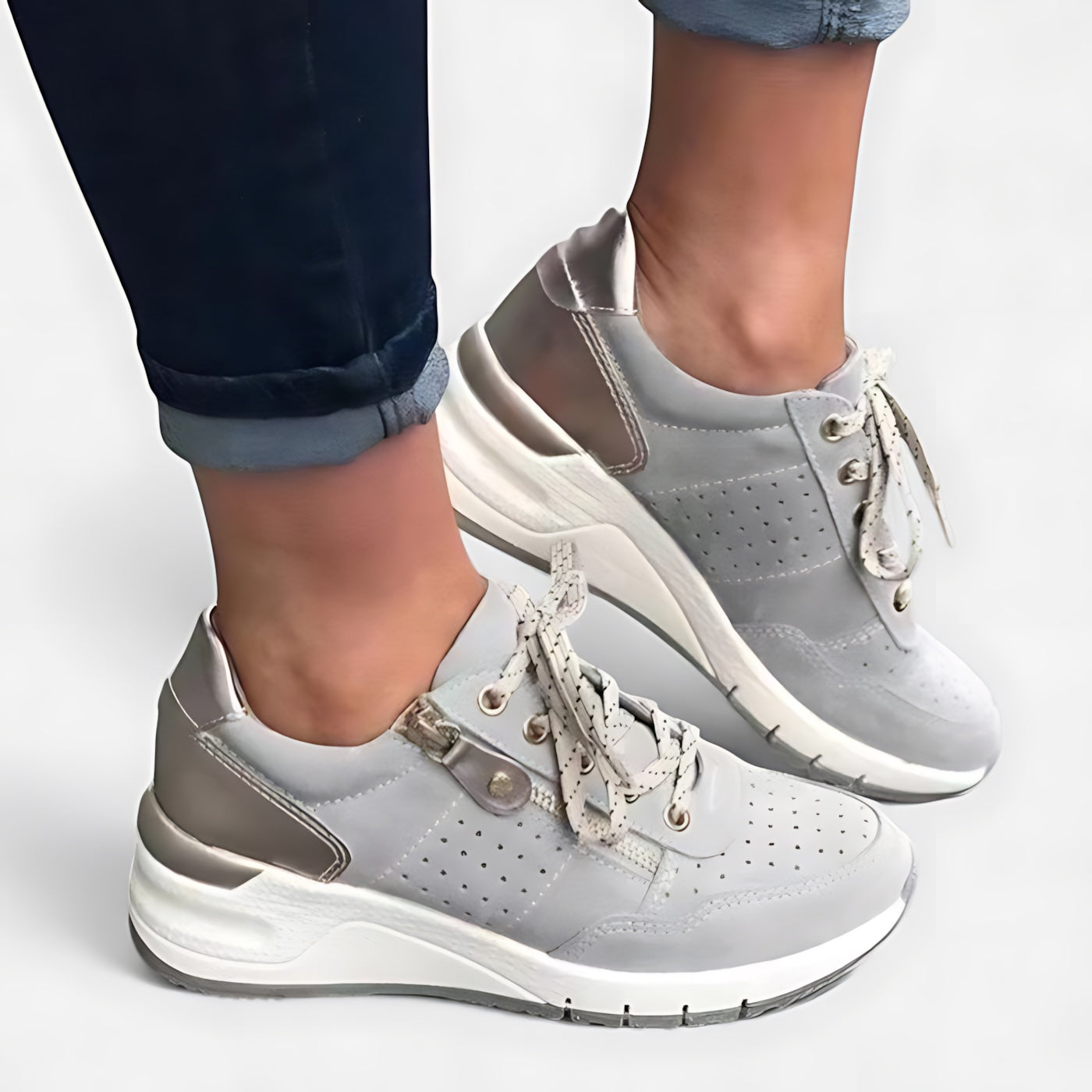 Gianna – Suede Mesh Lace Up Wedge Sneakers