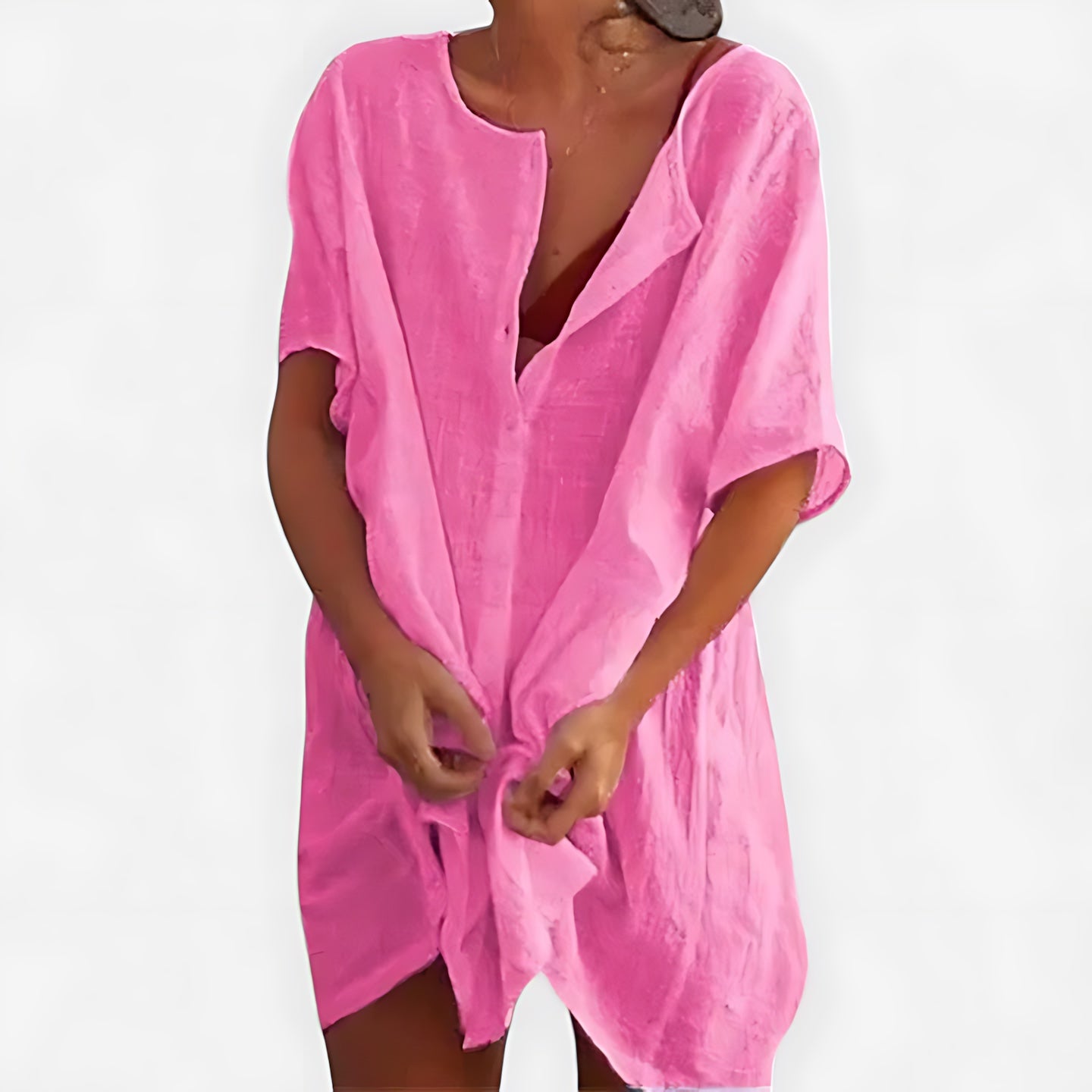 Gianna – V Neck 3/4 Sleeve Beach Tunic Dress