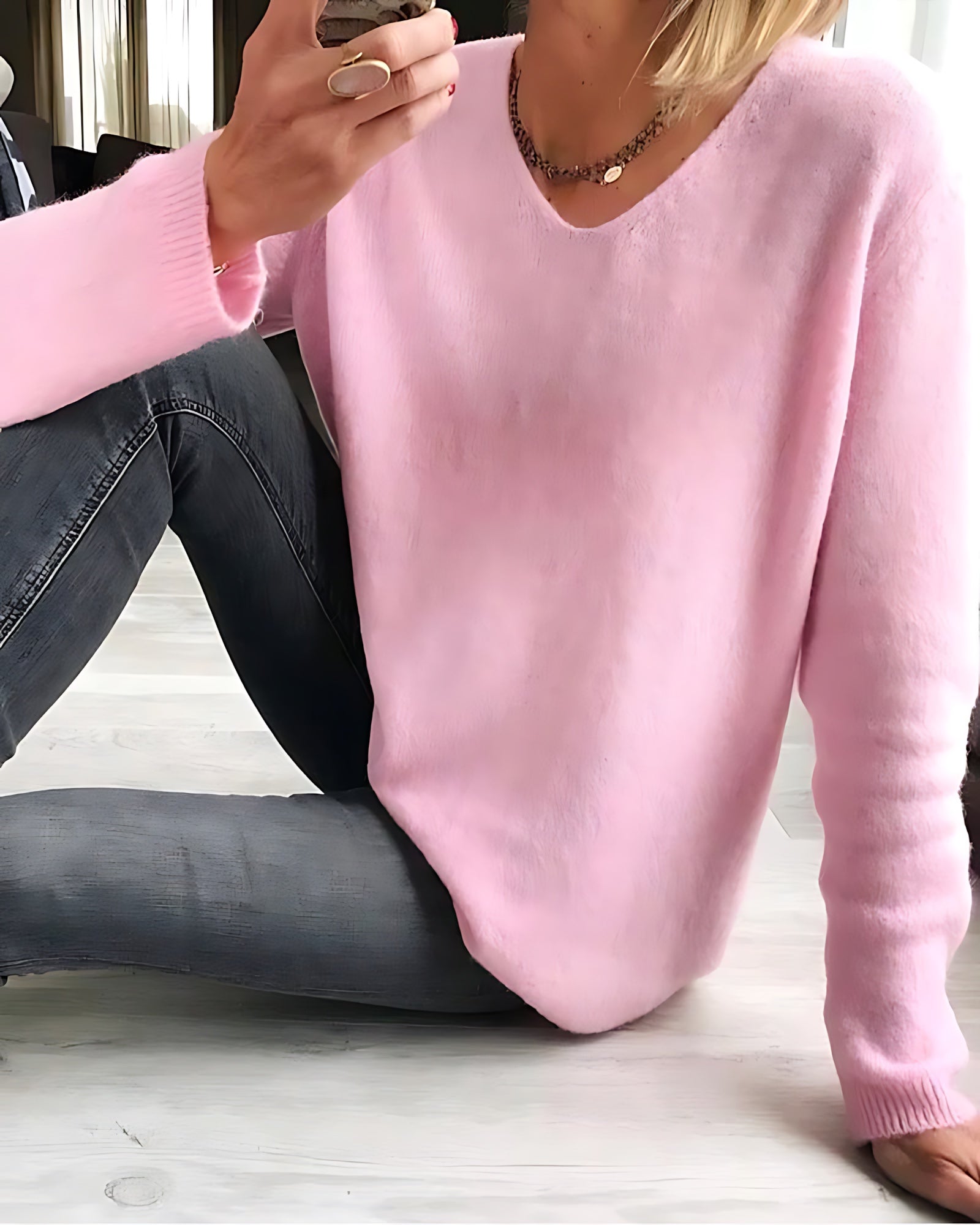 Gianna – V Neck Long Sleeve Knit Sweater