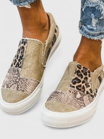 Thea – Leopard Print Canvas Slip On Sneakers