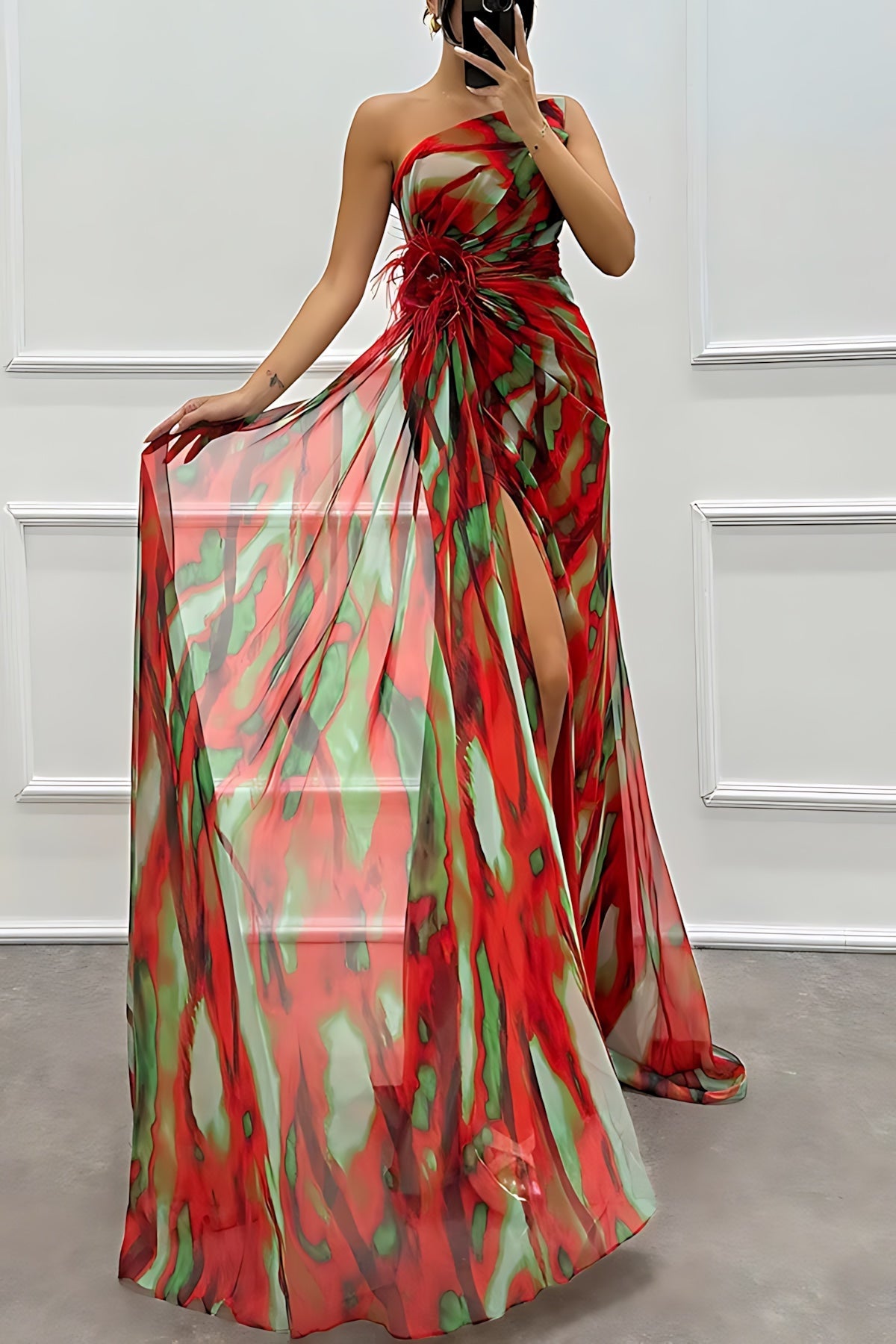 Grace – Chiffon One Shoulder Evening Maxi Dress