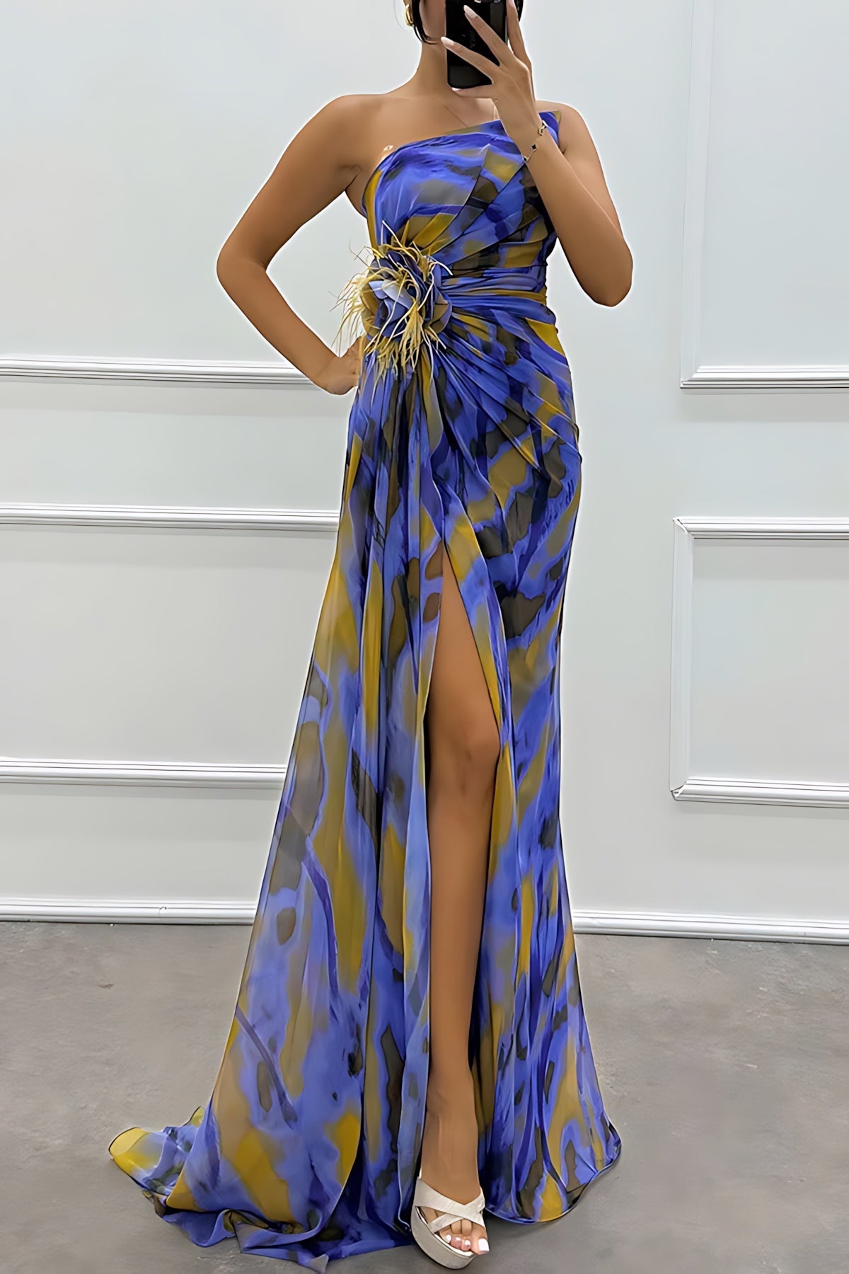 Grace – Chiffon One Shoulder Evening Maxi Dress