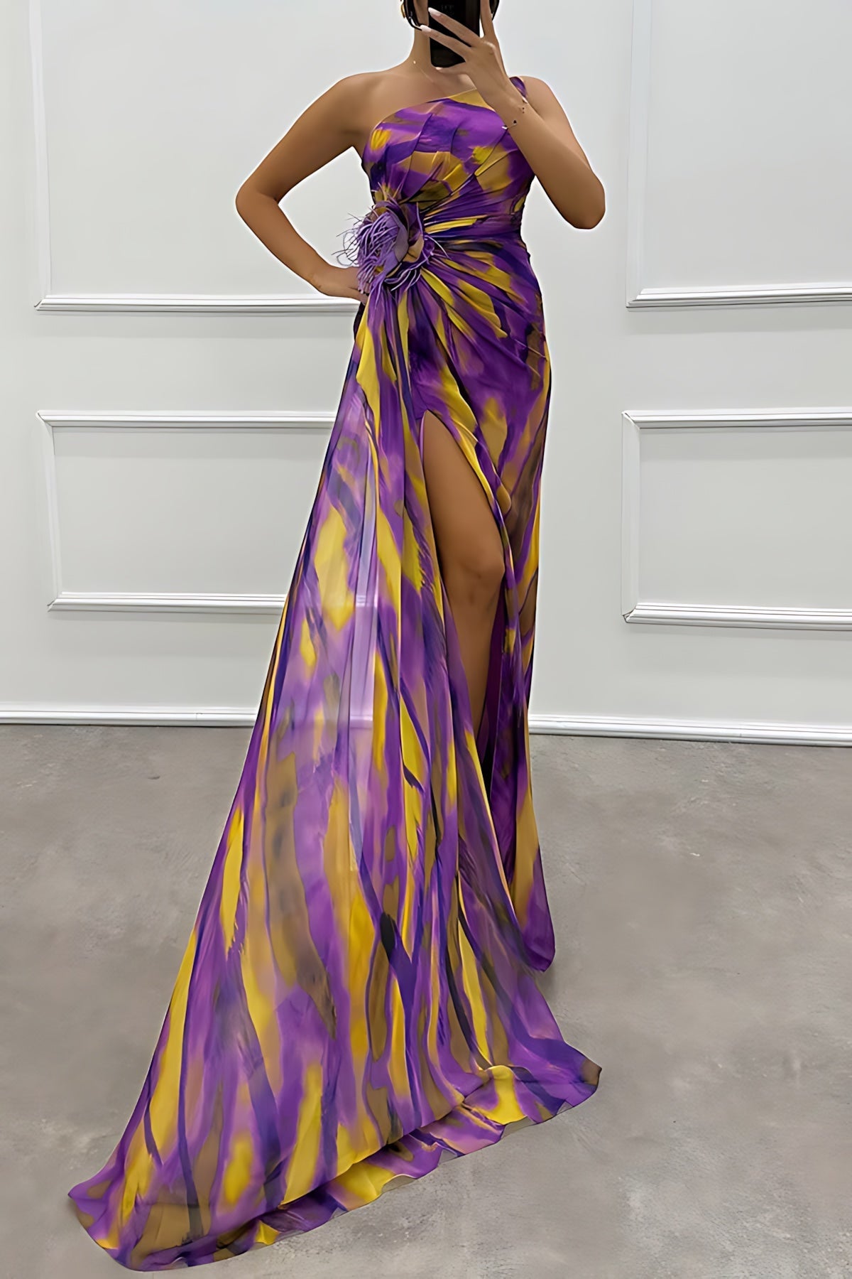 Grace – Chiffon One Shoulder Evening Maxi Dress