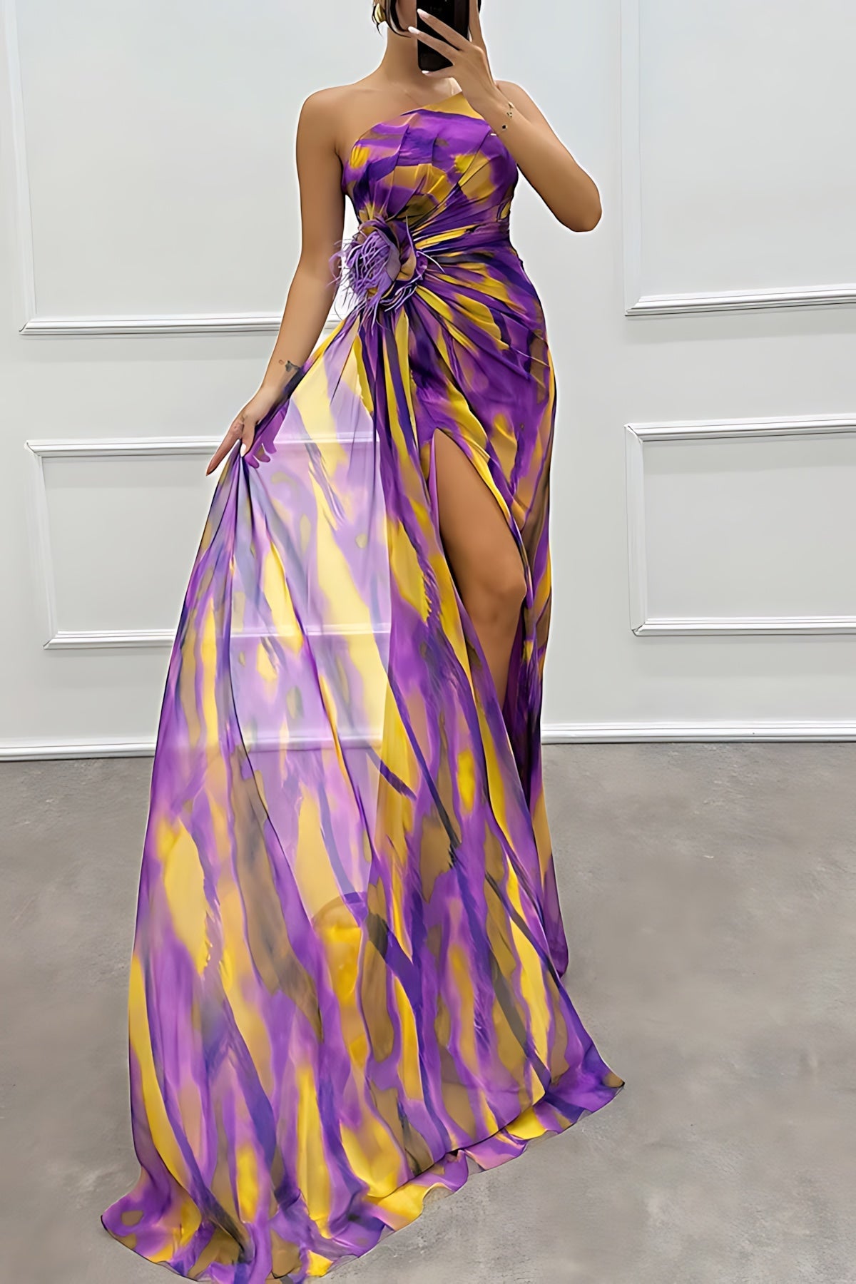 Grace – Chiffon One Shoulder Evening Maxi Dress