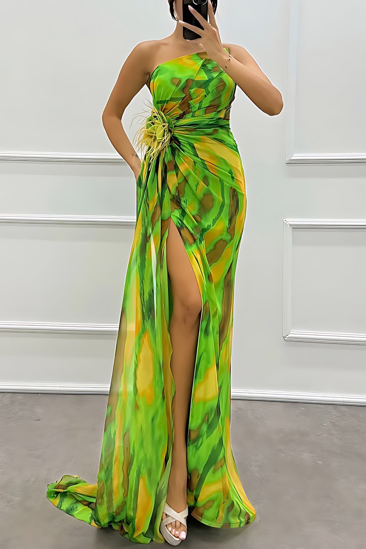 Grace – Chiffon One Shoulder Evening Maxi Dress