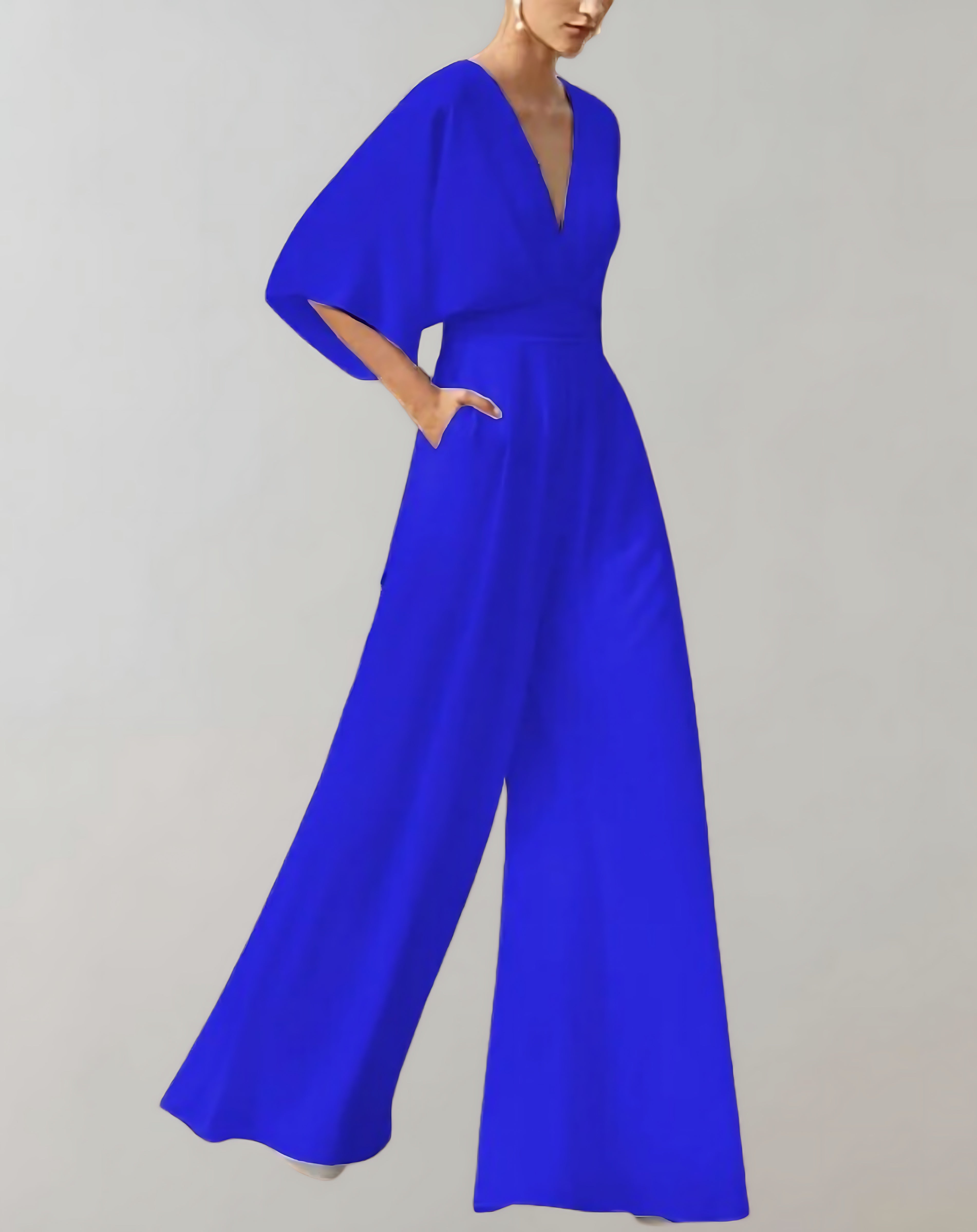 Grace – V Neck Batwing Sleeve Wide Leg Formal Jumpsuit