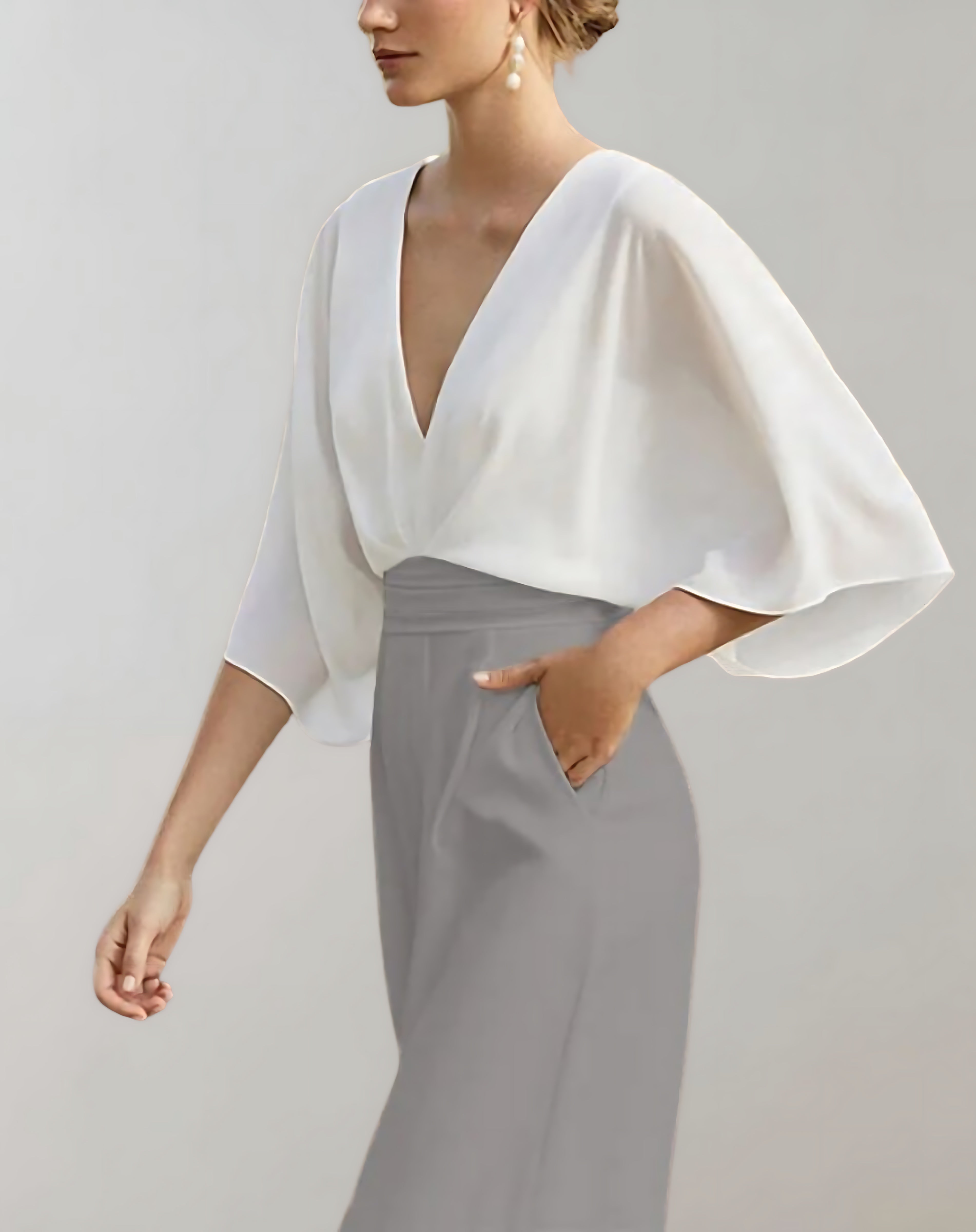 Grace – V Neck Batwing Sleeve Wide Leg Formal Jumpsuit