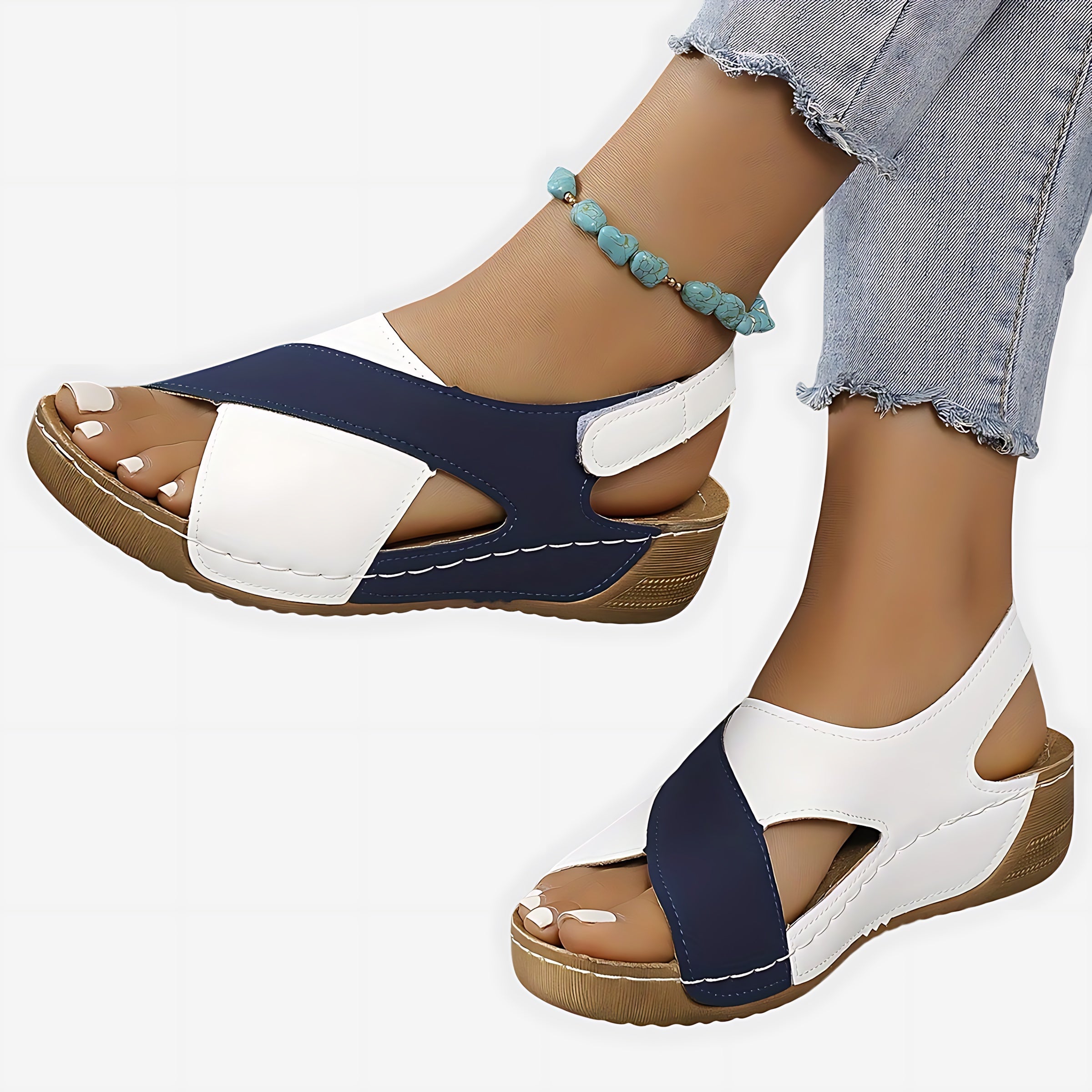 Hadley – Crossover Slingback Low Wedge Sandals