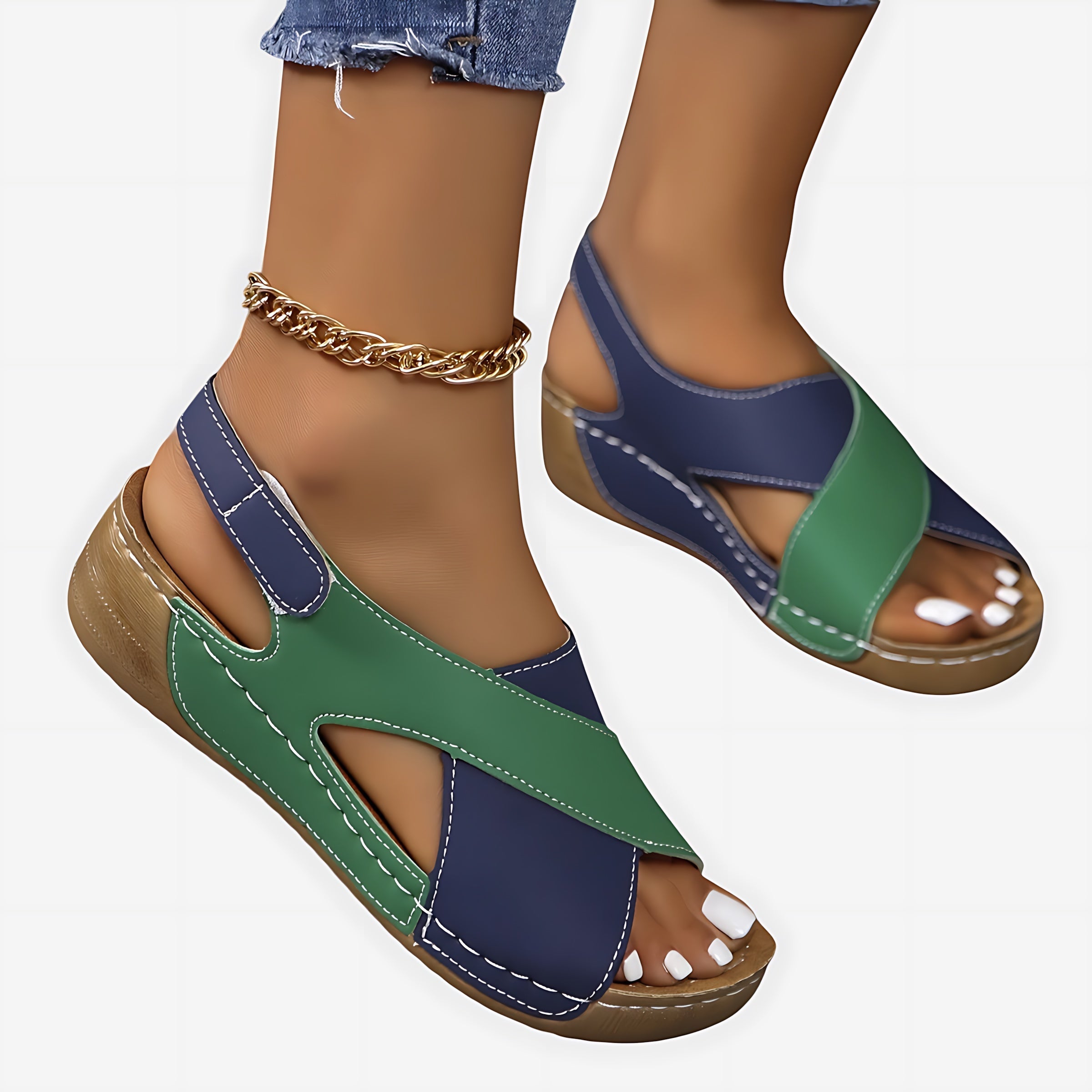 Hadley – Crossover Slingback Low Wedge Sandals