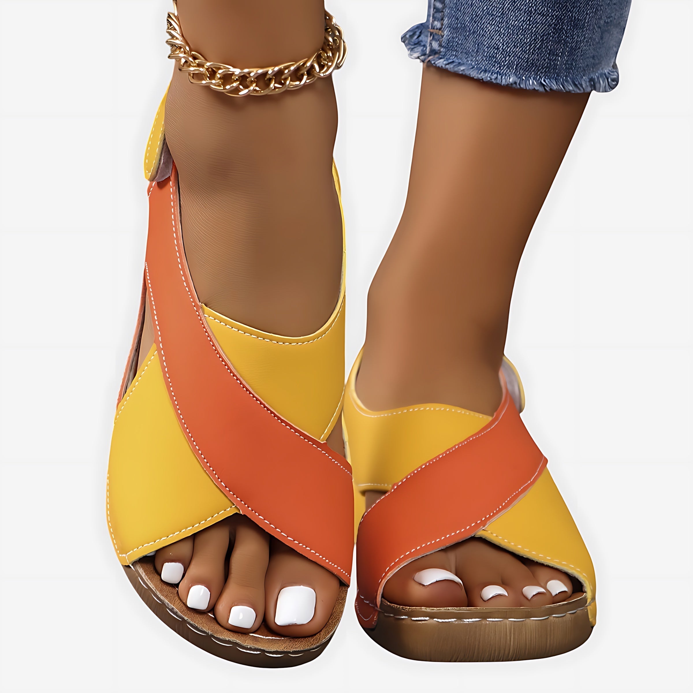 Hadley – Crossover Slingback Low Wedge Sandals