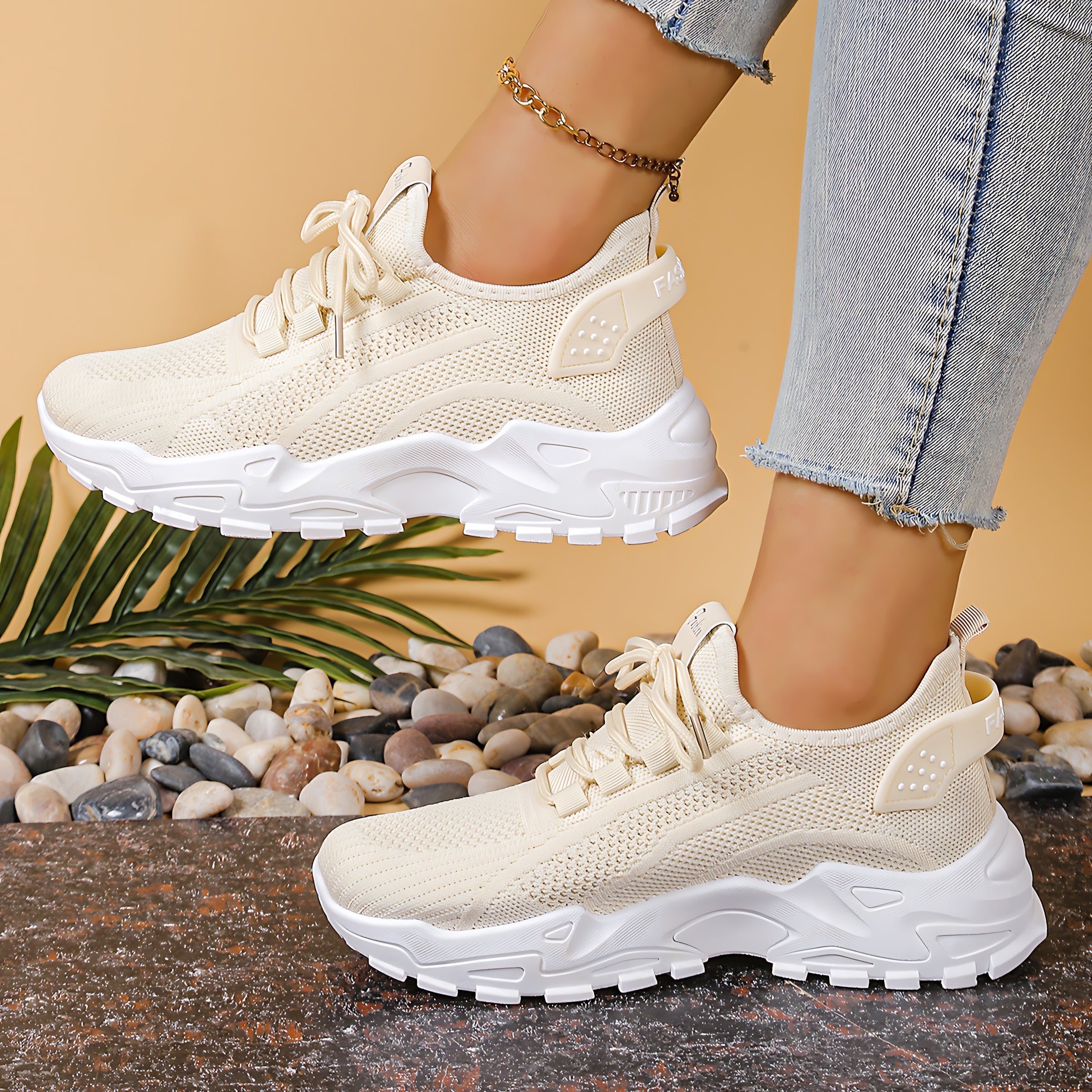 Hadley – Mesh Lace Up Chunky Sole Walking Sneakers
