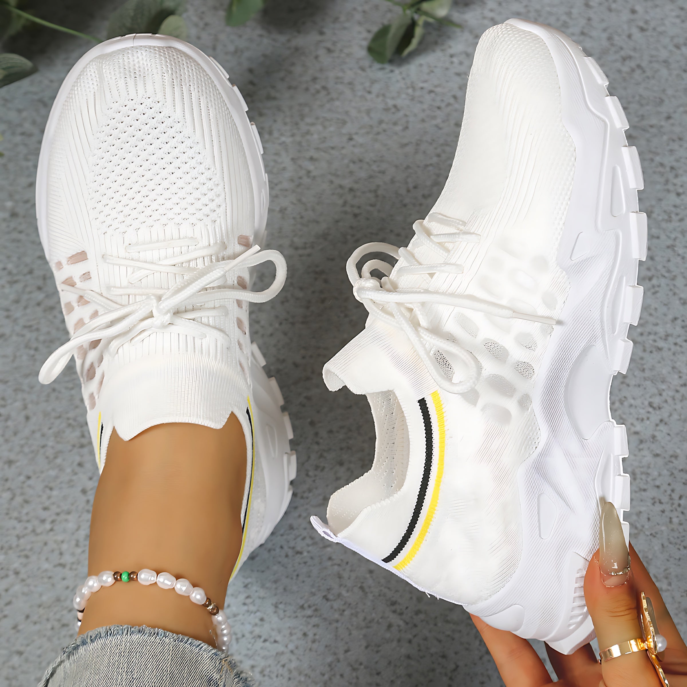 Hadley – Mesh Lace Up Chunky Sole Walking Sneakers