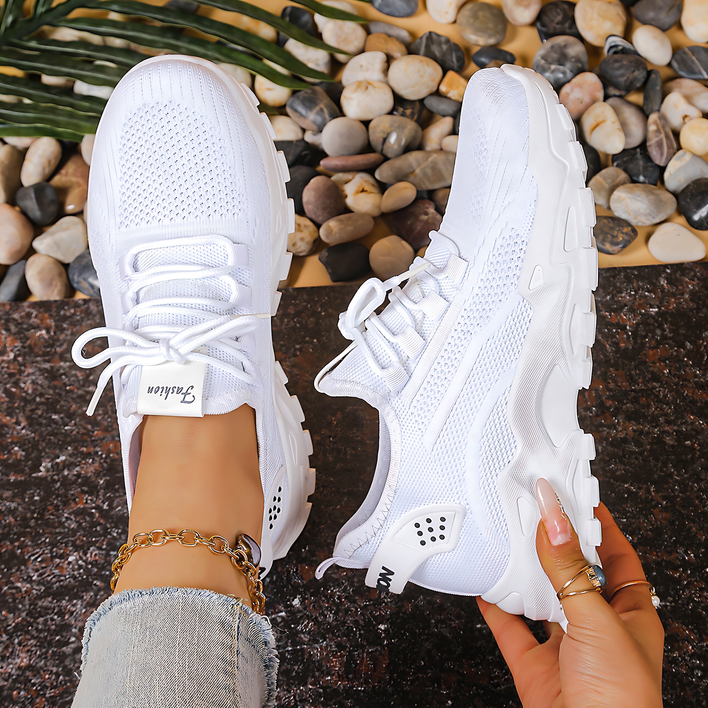 Hadley – Mesh Lace Up Chunky Sole Walking Sneakers