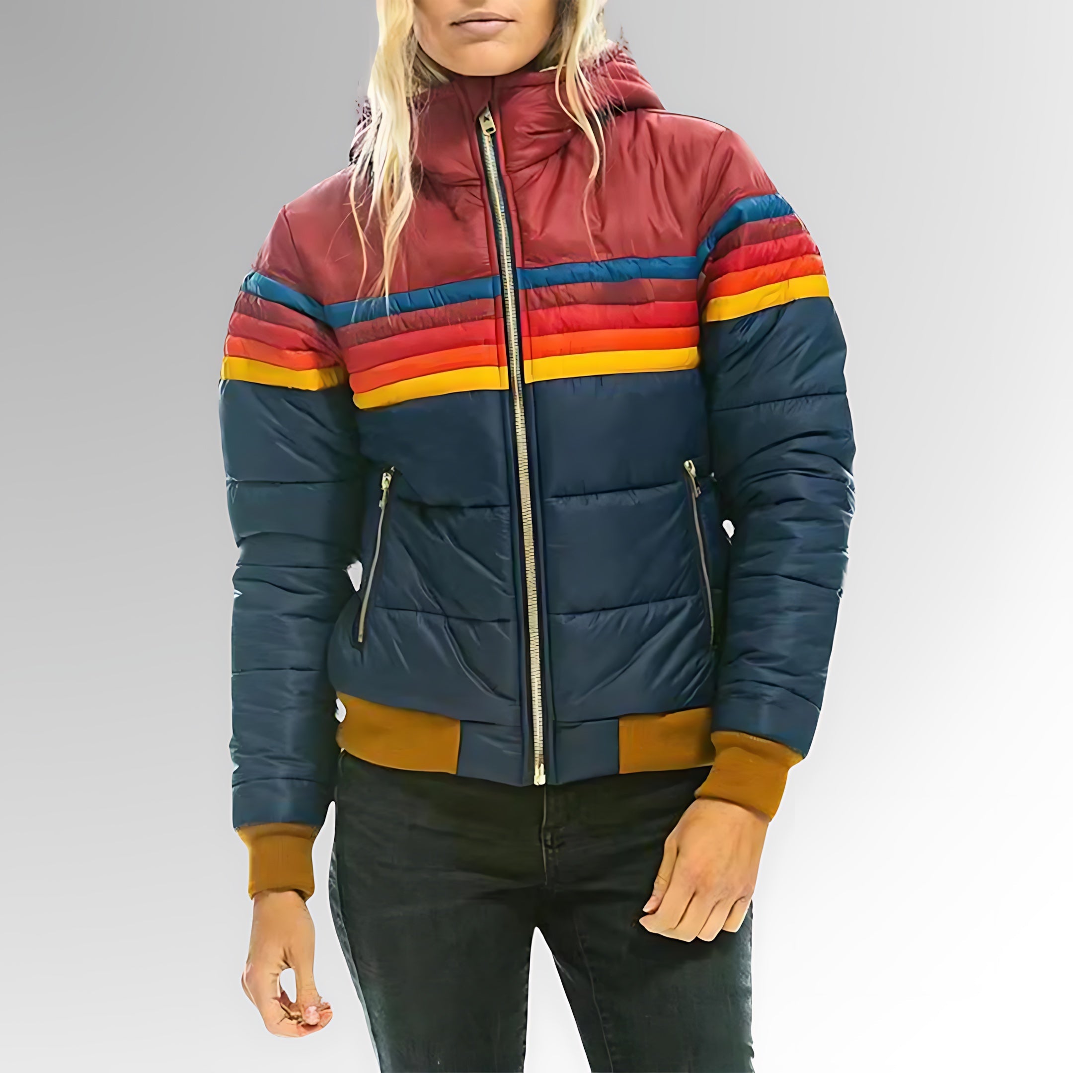 Hadley – Retro Striped Zip Up Knit Jacket