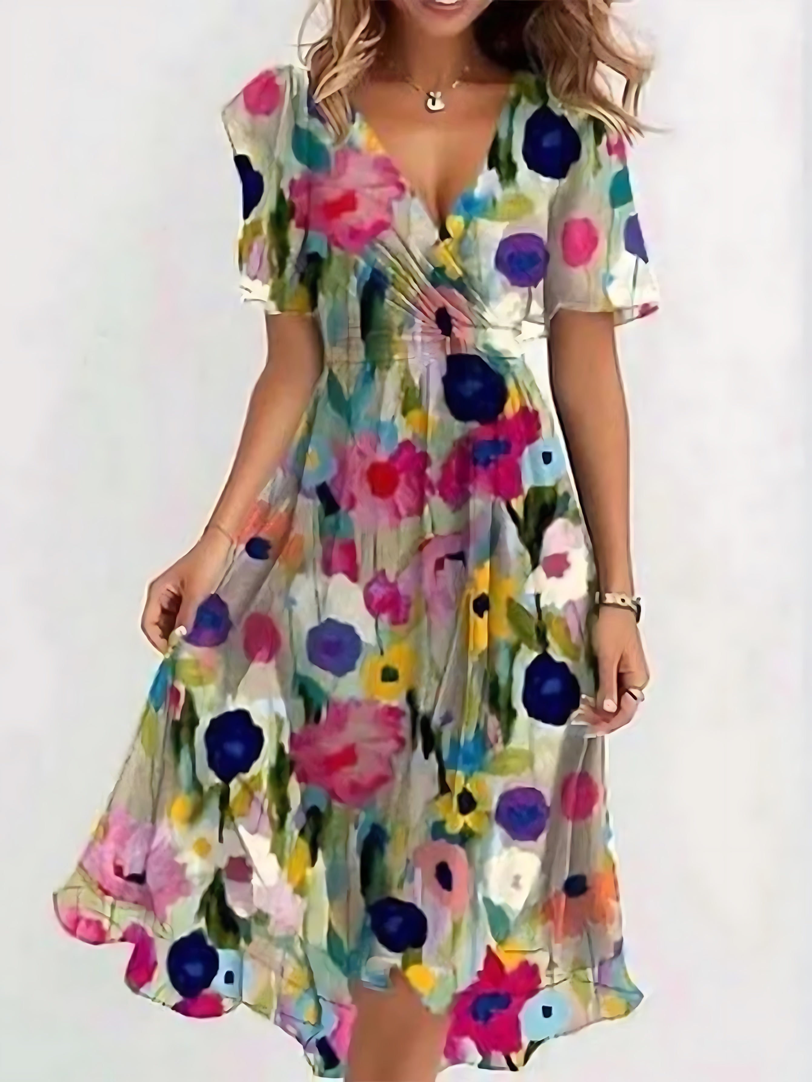 Hailey – Floral Chiffon Flutter Sleeve Midi Dress