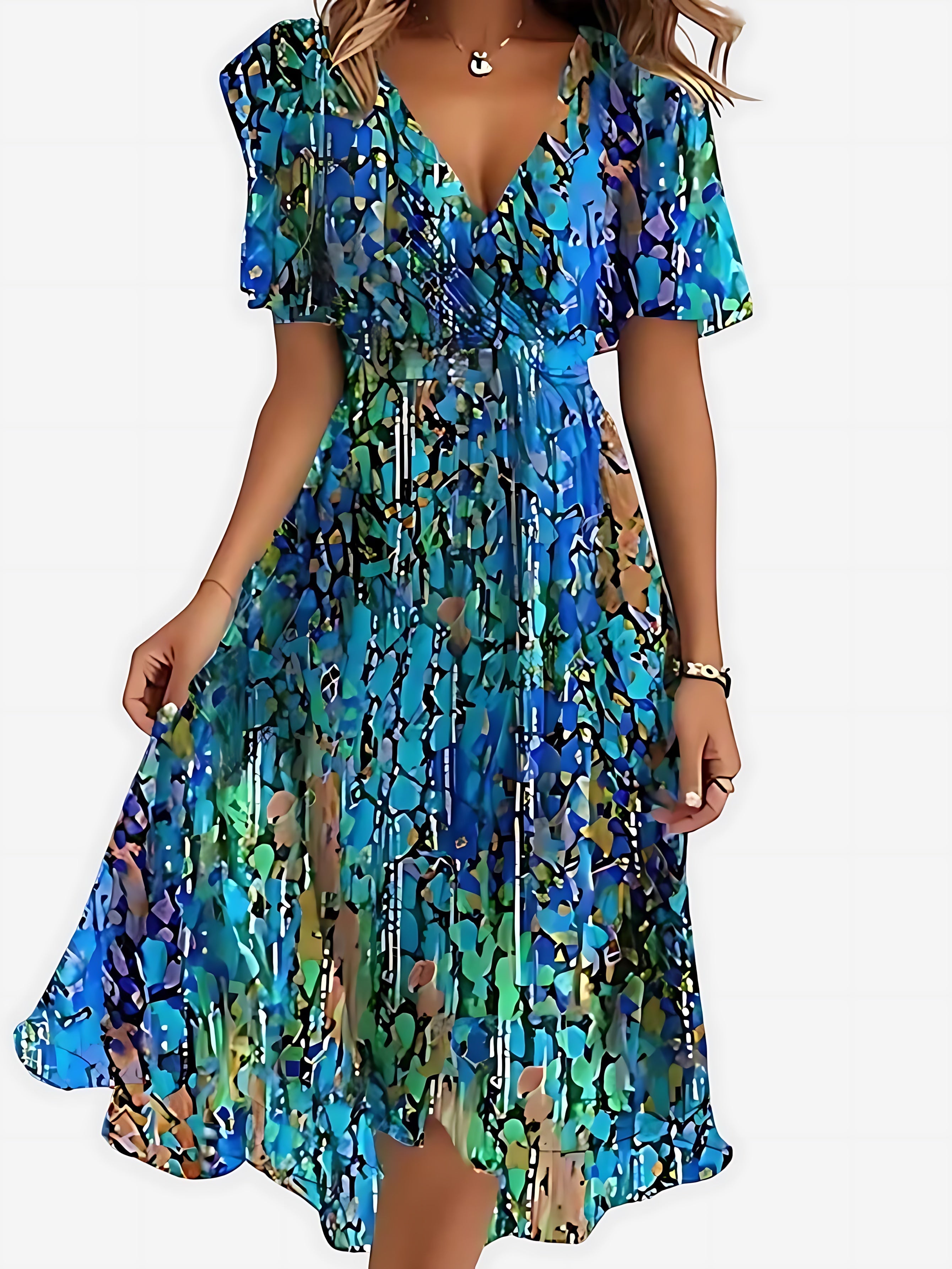 Hailey – Floral Chiffon Flutter Sleeve Midi Dress