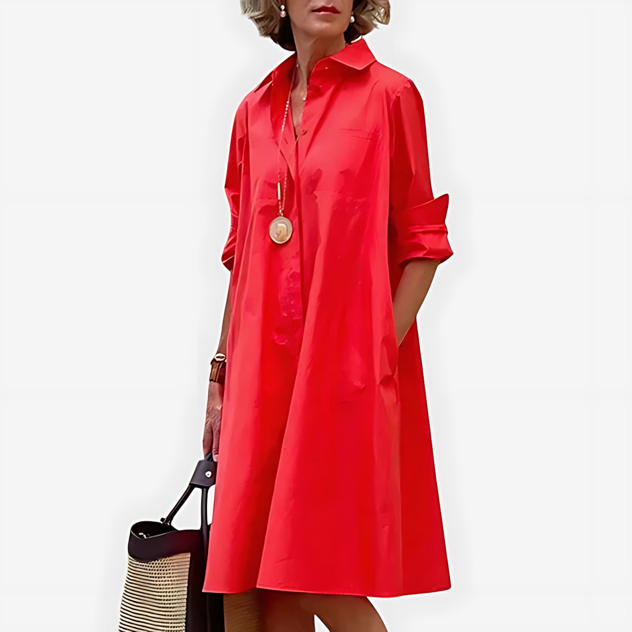 Hannah – Collared A Line Shirt Dress
