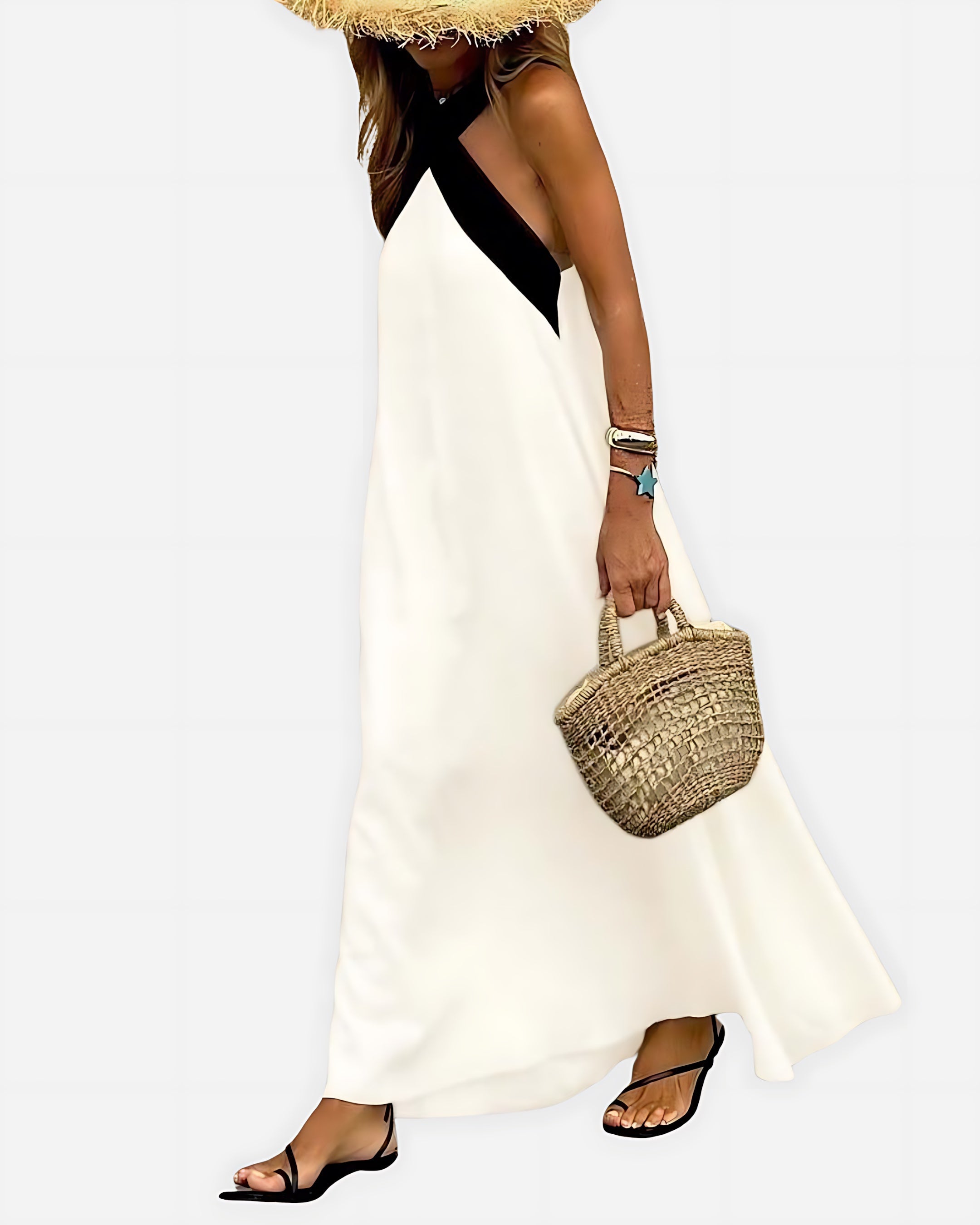 Hannah – Cross Halter Neck Summer Maxi Dress