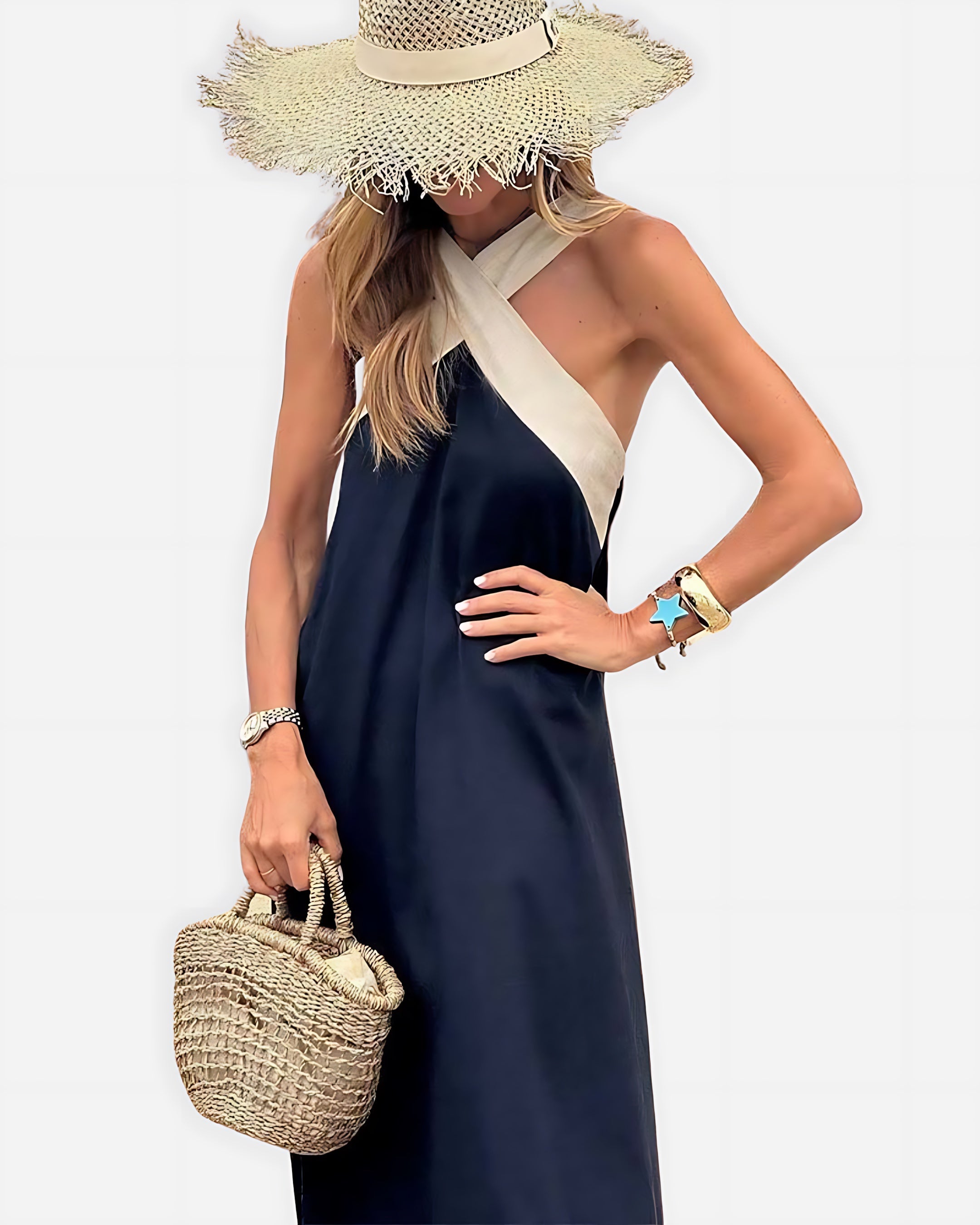 Hannah – Cross Halter Neck Summer Maxi Dress
