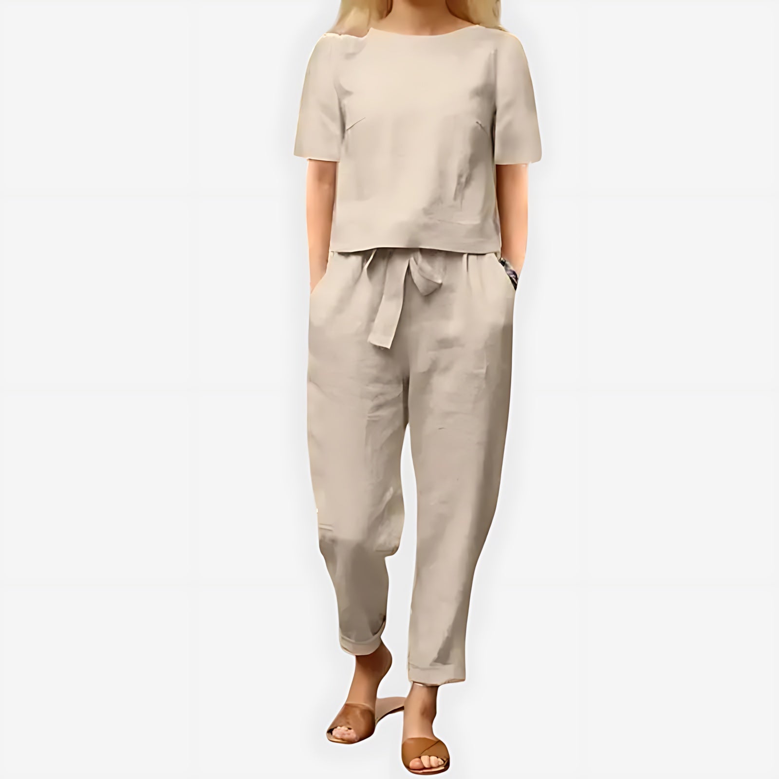 Hannah – Short Sleeve Boxy Top and Tapered Pants Co-ord