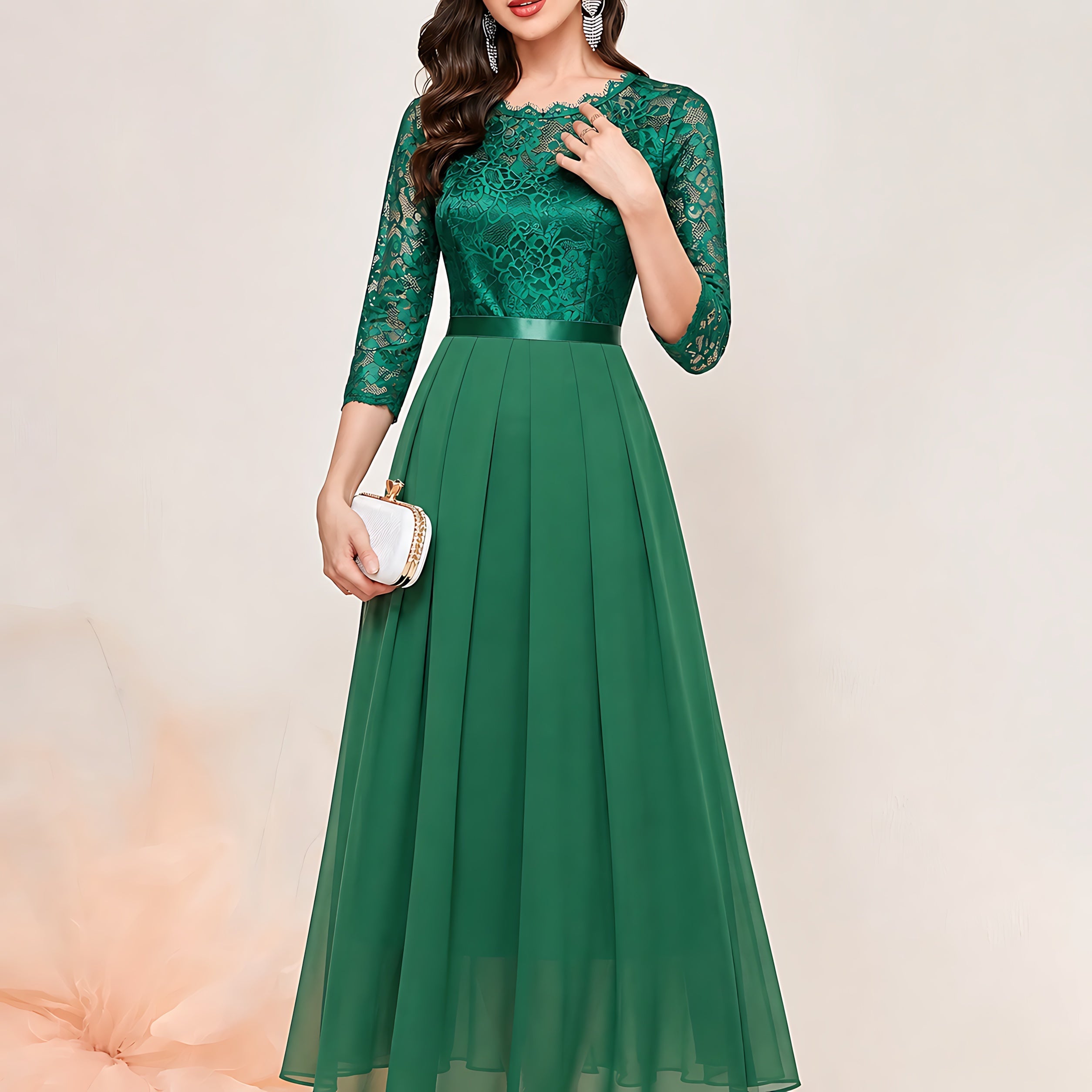 Harmony – Lace Chiffon Formal Maxi Dress