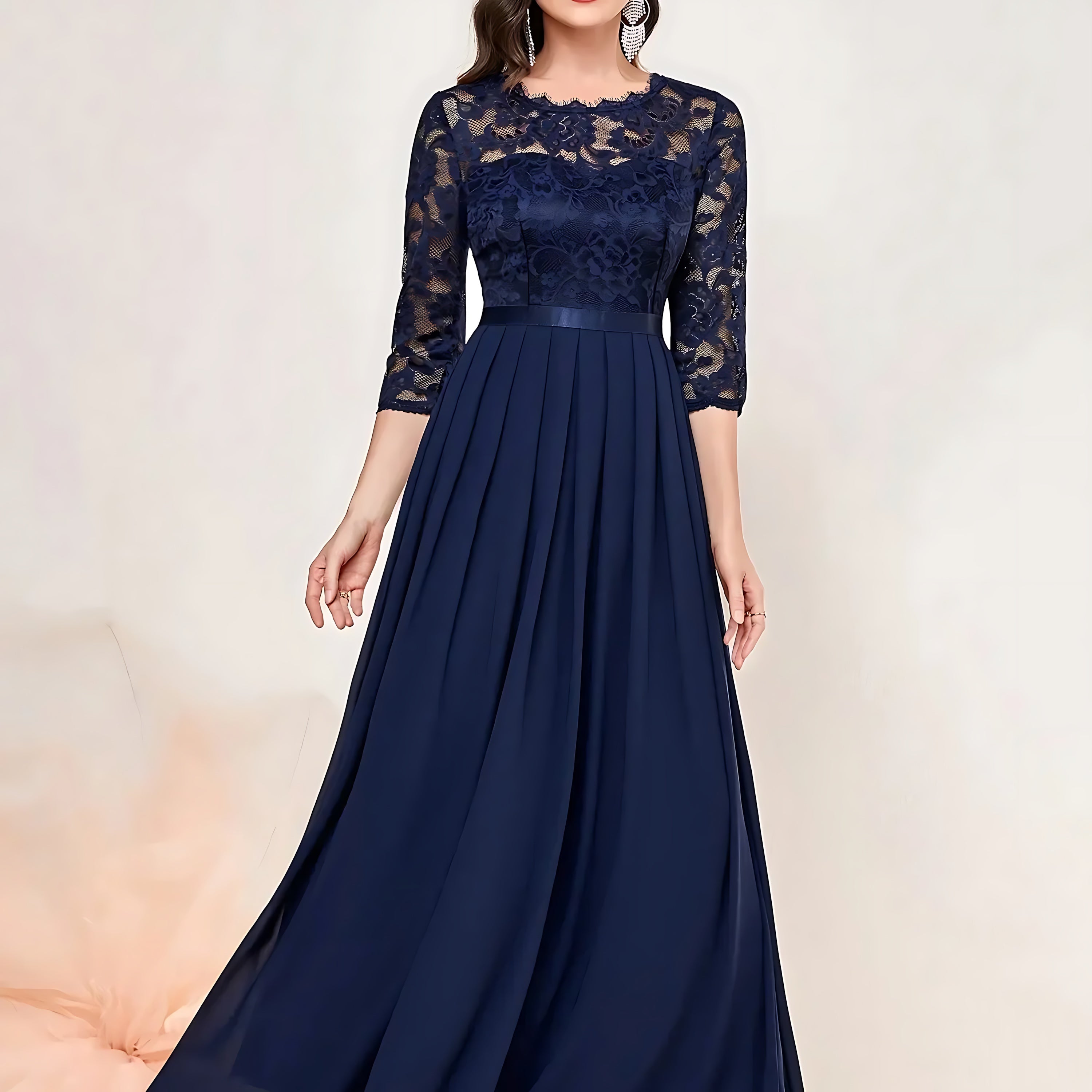 Harmony – Lace Chiffon Formal Maxi Dress