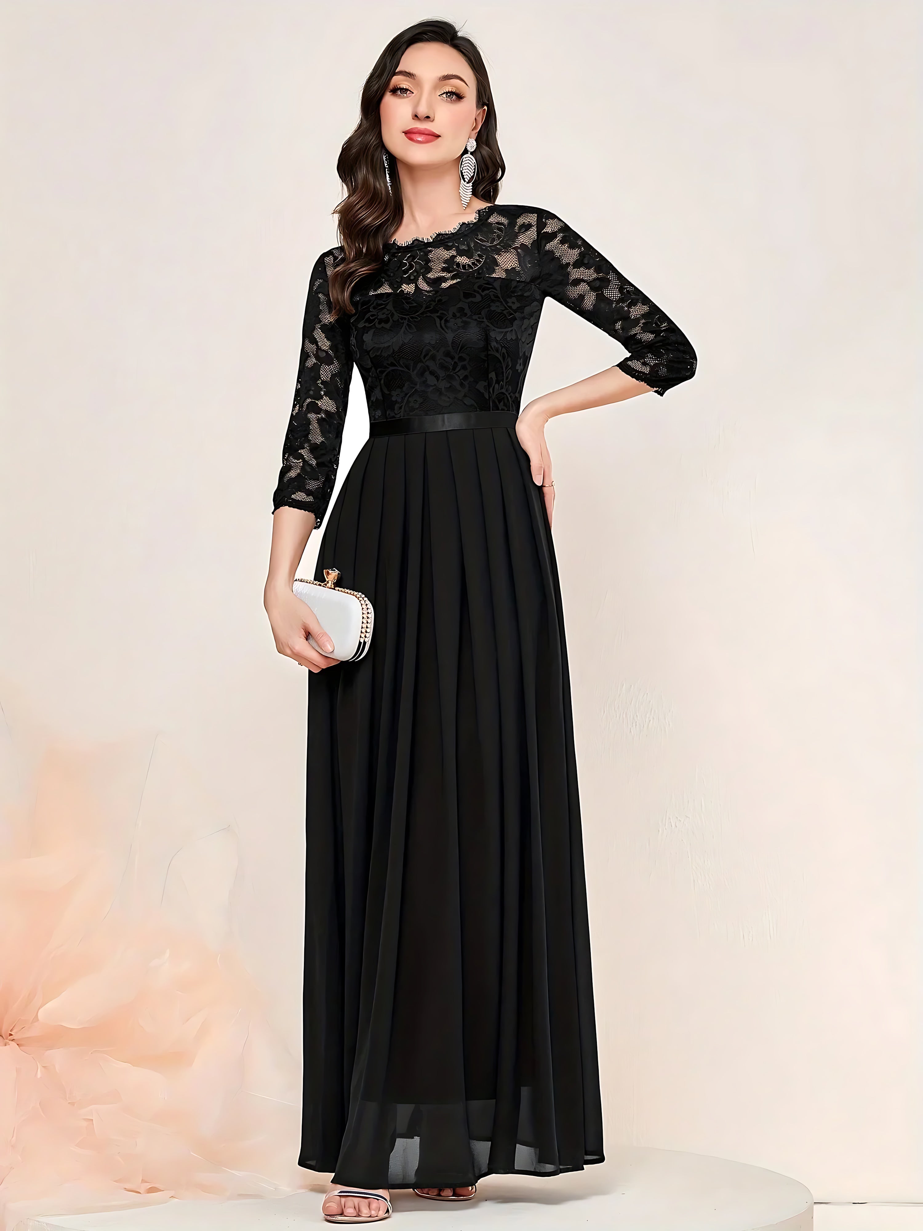 Harmony – Lace Chiffon Formal Maxi Dress