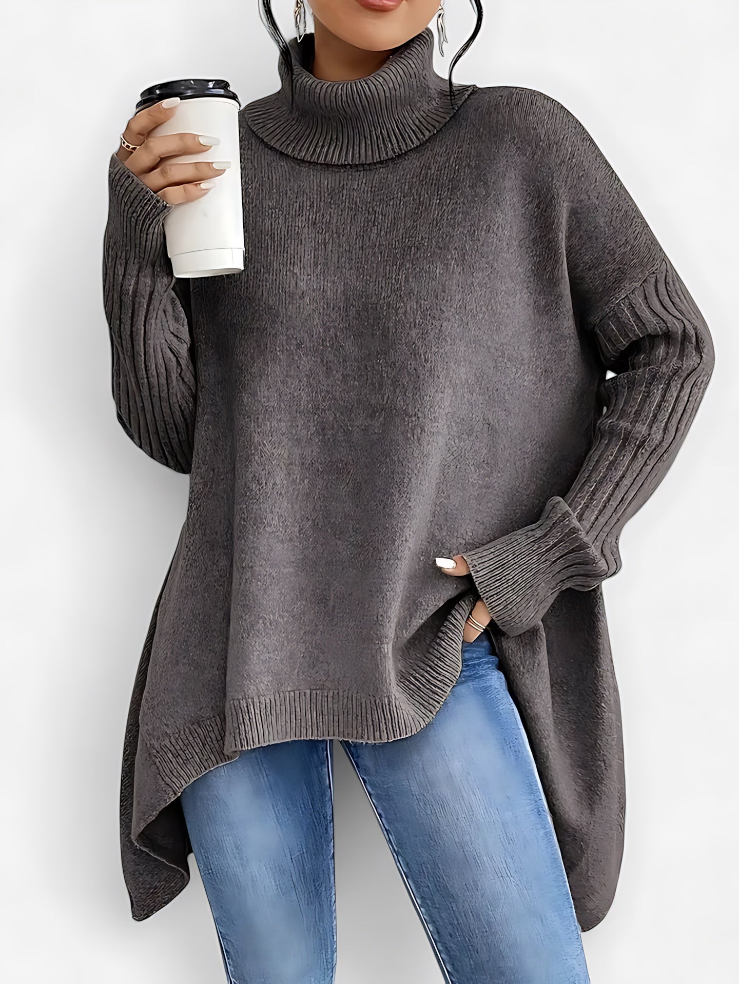 Harmony – Oversized High Low Turtleneck Sweater