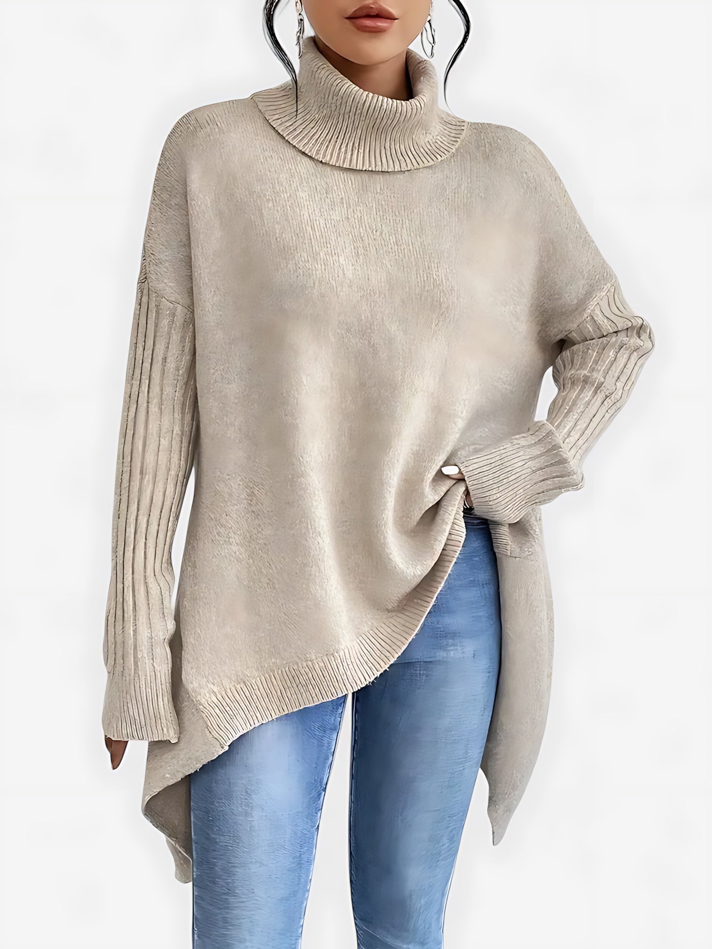 Harmony – Oversized High Low Turtleneck Sweater