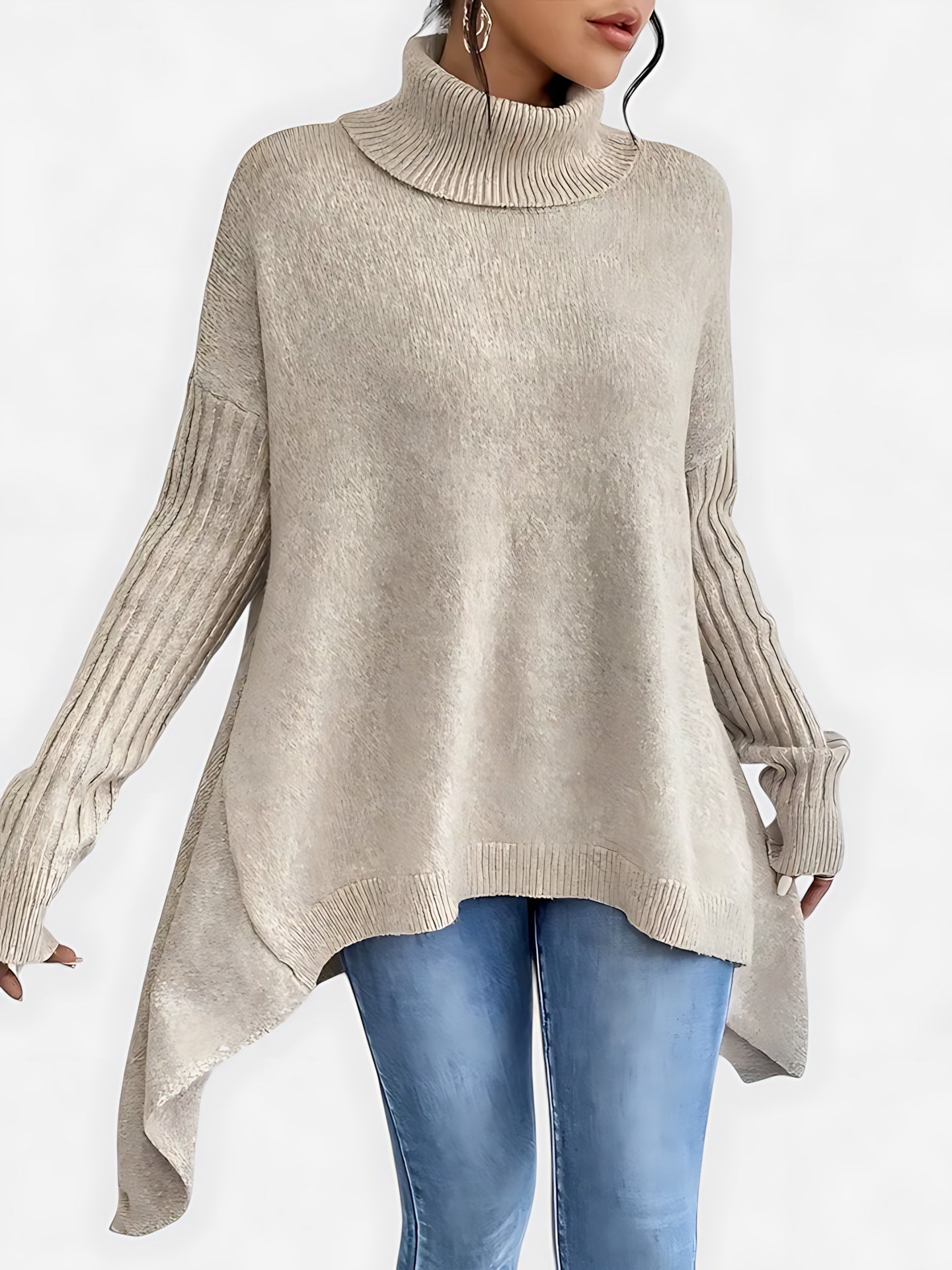 Harmony – Oversized High Low Turtleneck Sweater