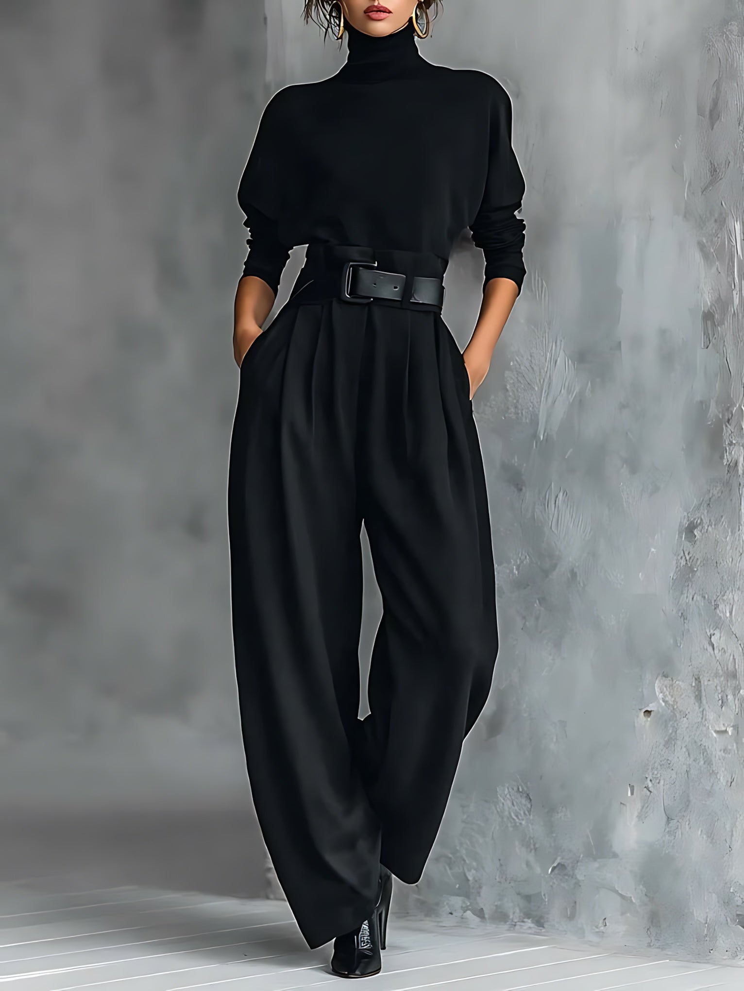 Harmony – Turtleneck Long Sleeve High Waist Jumpsuit