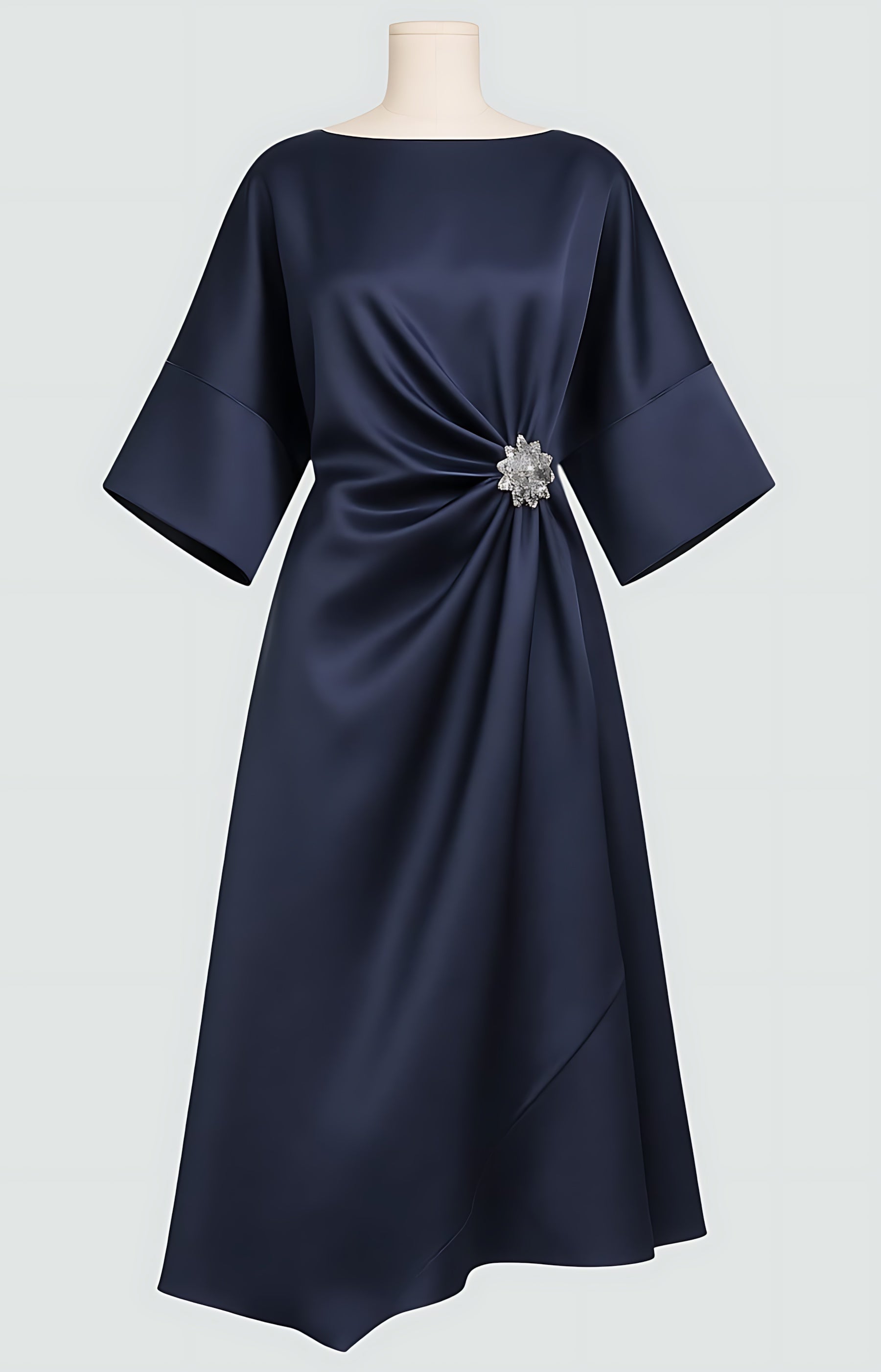 Harper – Satin Draped Cocktail Midi Dress