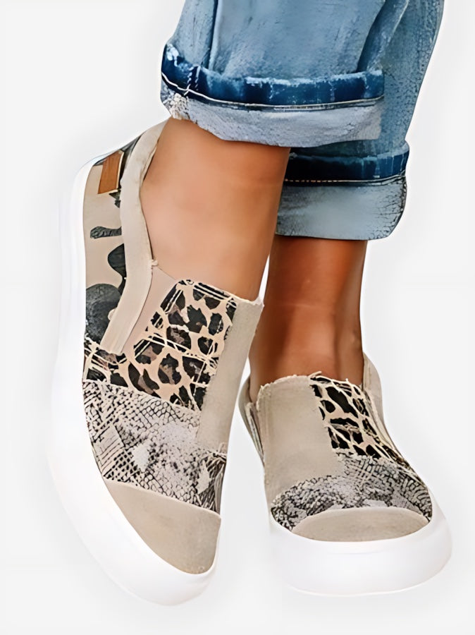 Harriet – Leopard Print Canvas Slip On Sneakers