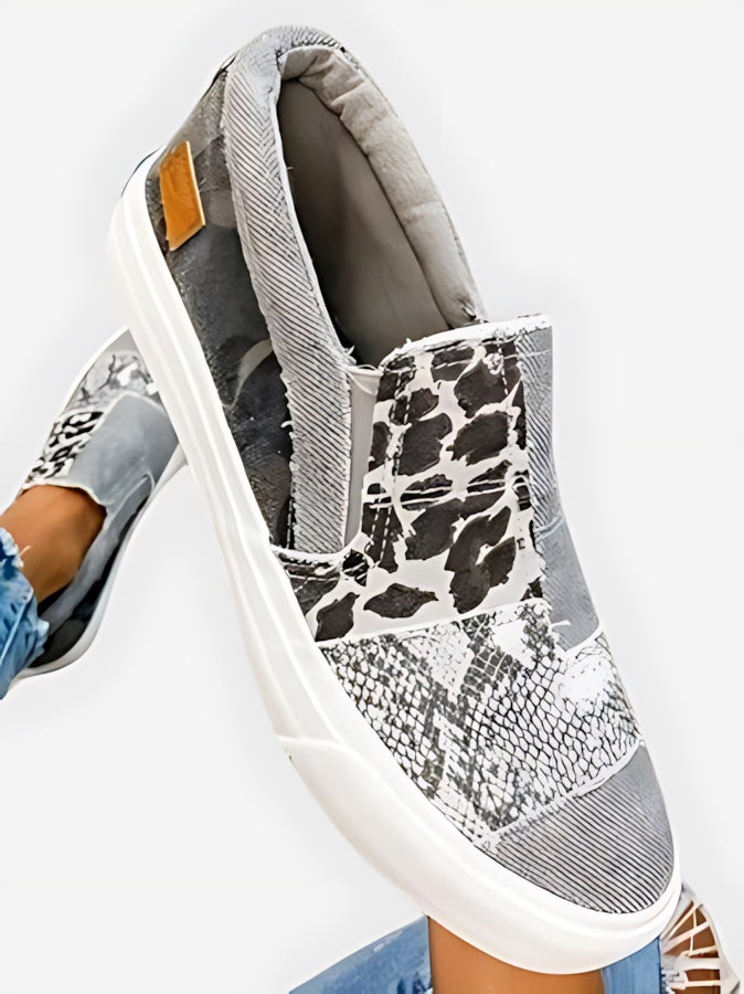 Harriet – Leopard Print Canvas Slip On Sneakers