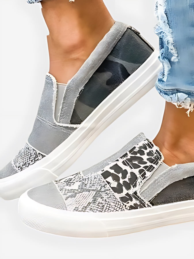Harriet – Leopard Print Canvas Slip On Sneakers