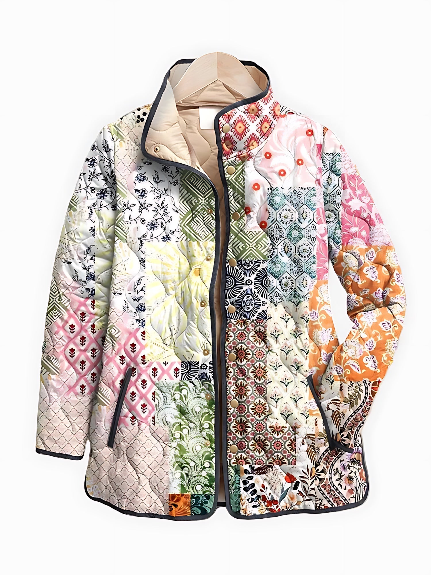 Harriet – Retro Floral Patchwork Quilted Jacket