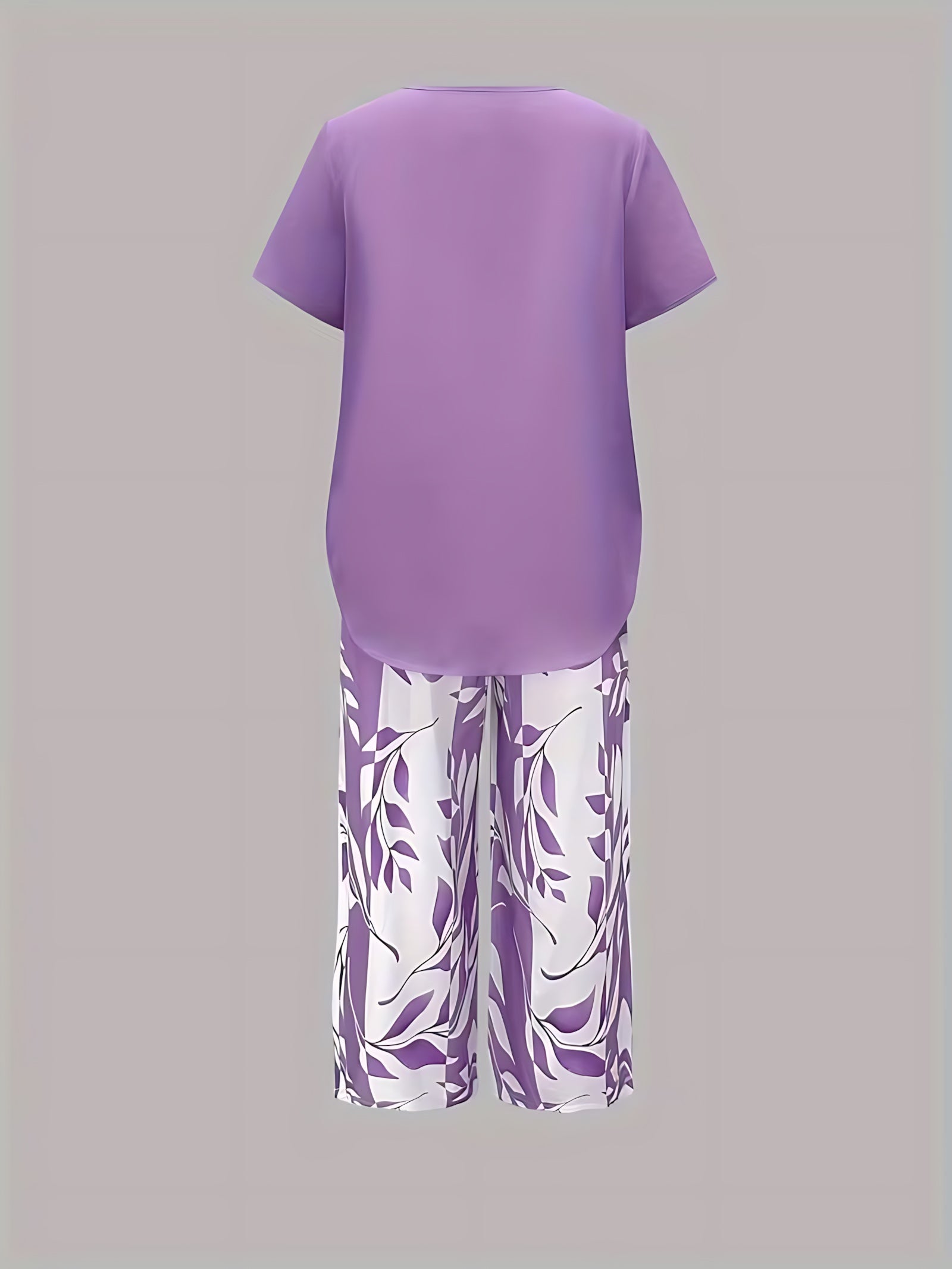 Harriet – Tunic Top and Leaf Print Cropped Pants Set