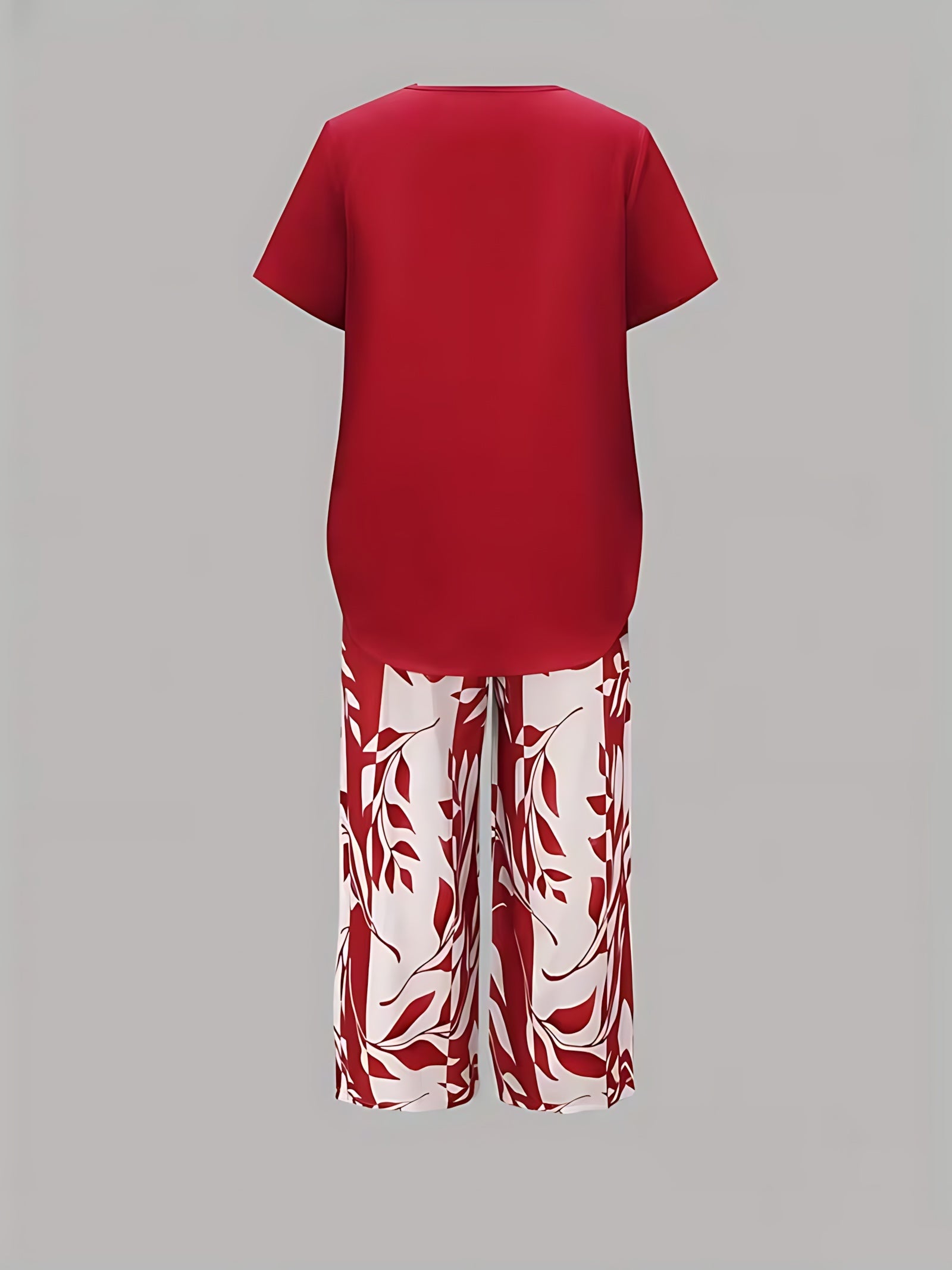 Harriet – Tunic Top and Leaf Print Cropped Pants Set