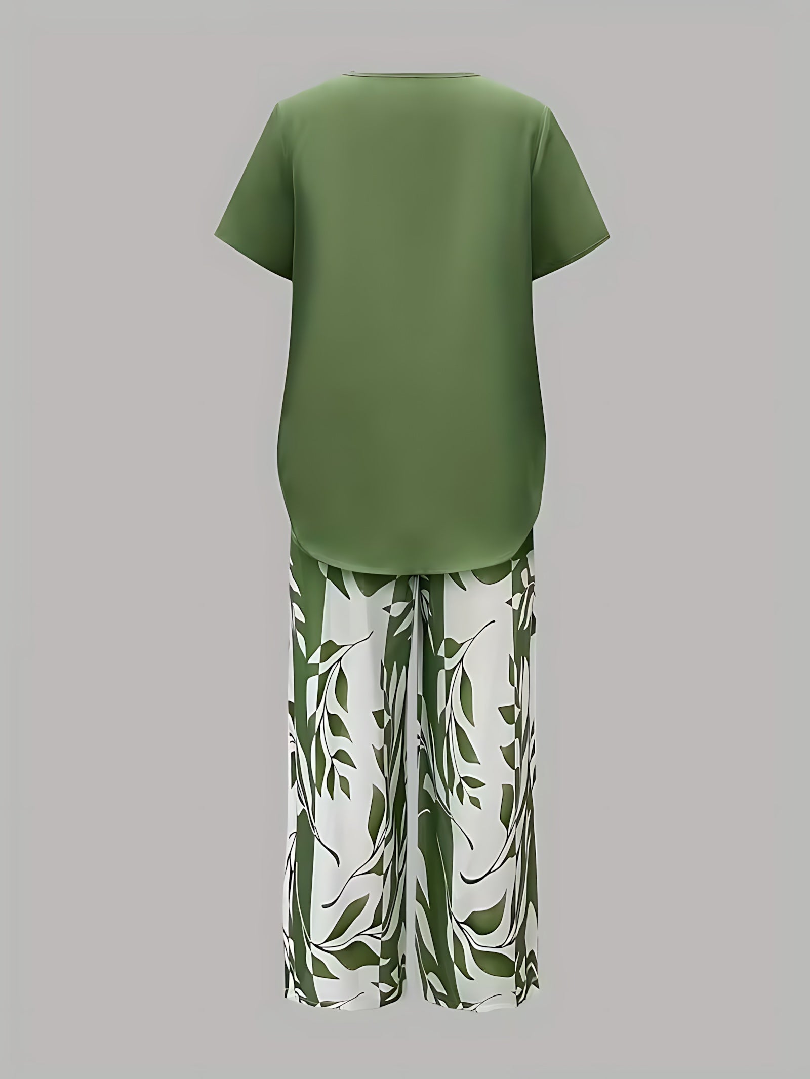 Harriet – Tunic Top and Leaf Print Cropped Pants Set