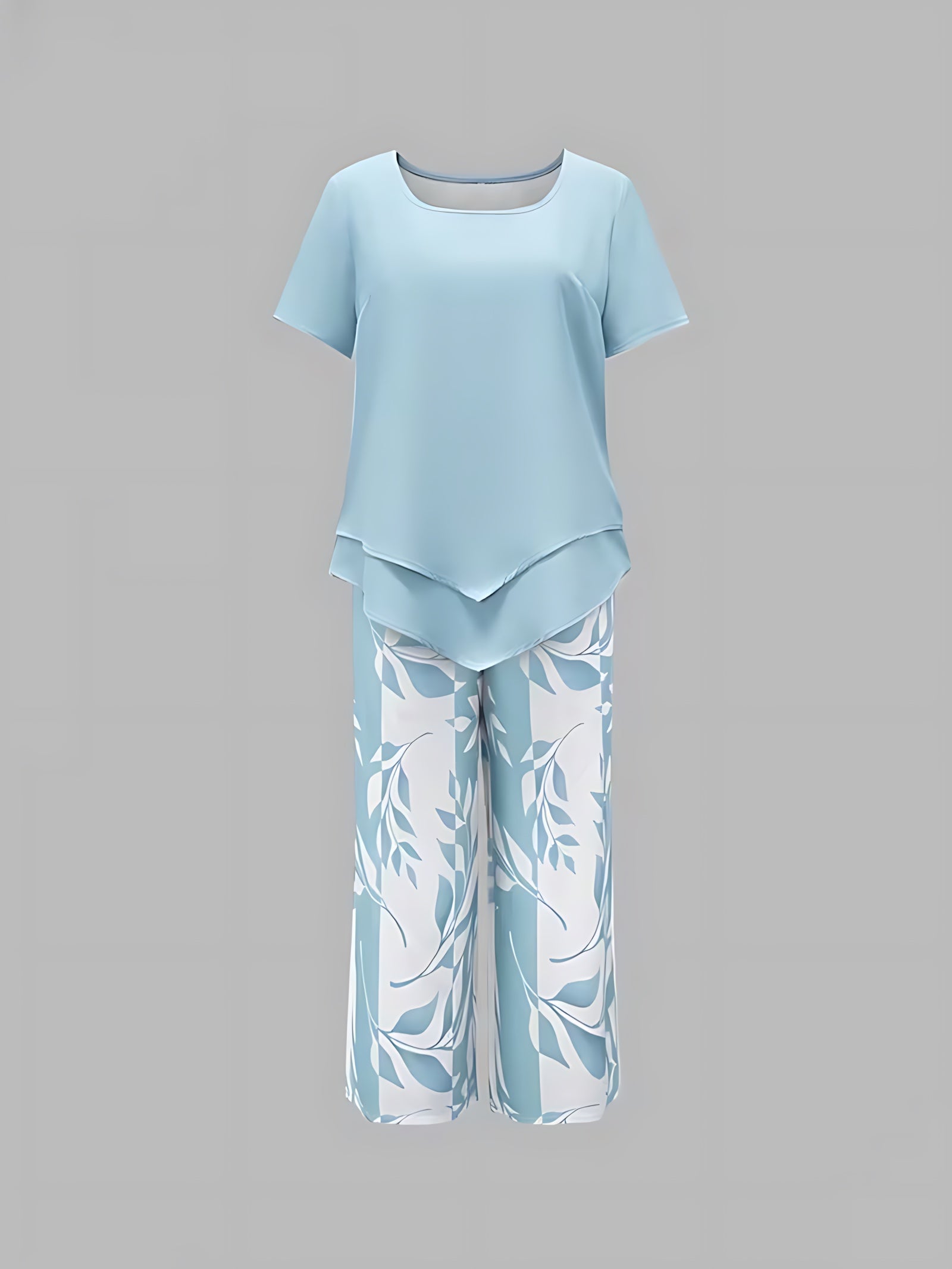 Harriet – Tunic Top and Leaf Print Cropped Pants Set