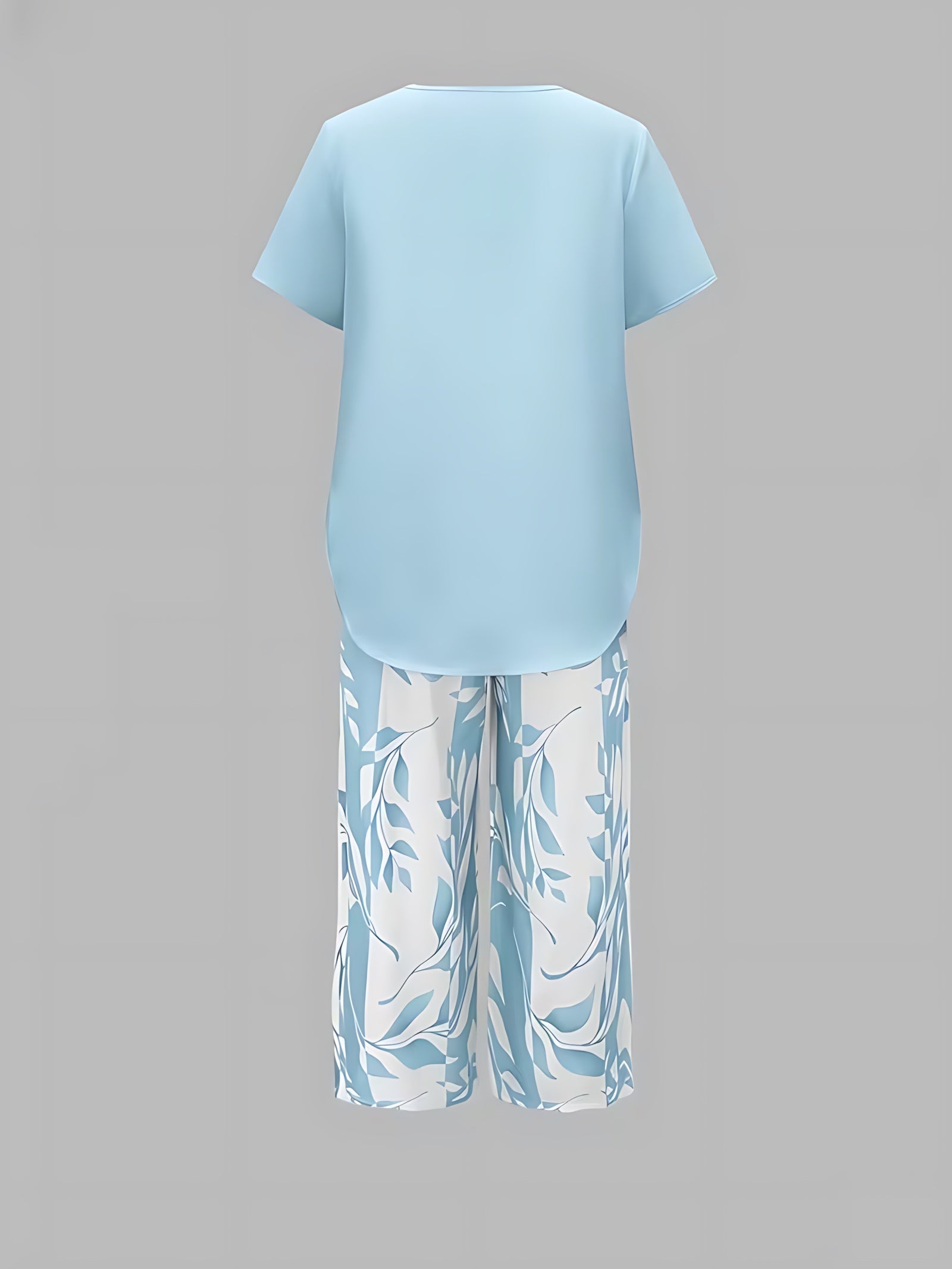 Harriet – Tunic Top and Leaf Print Cropped Pants Set