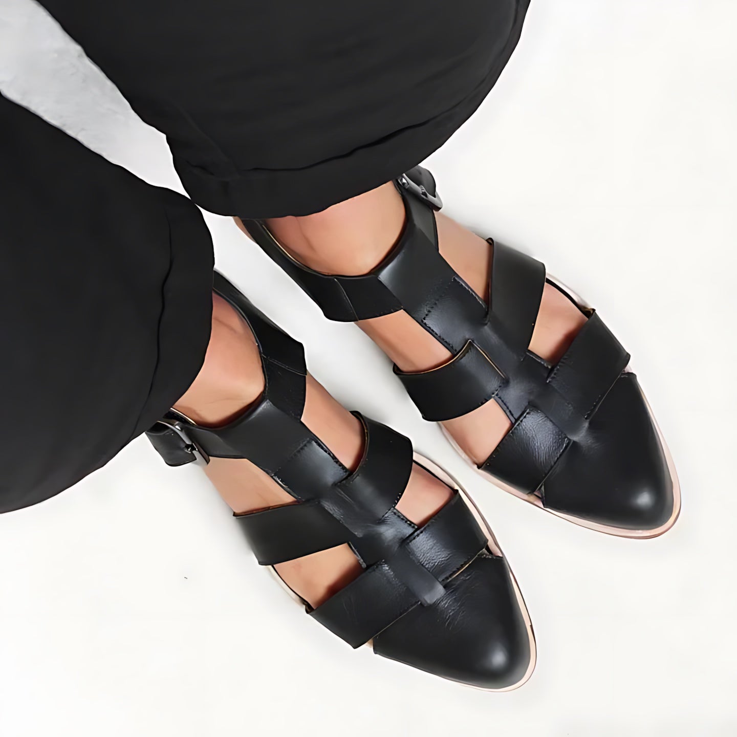Harriet – Woven Closed Toe Flat Sandals