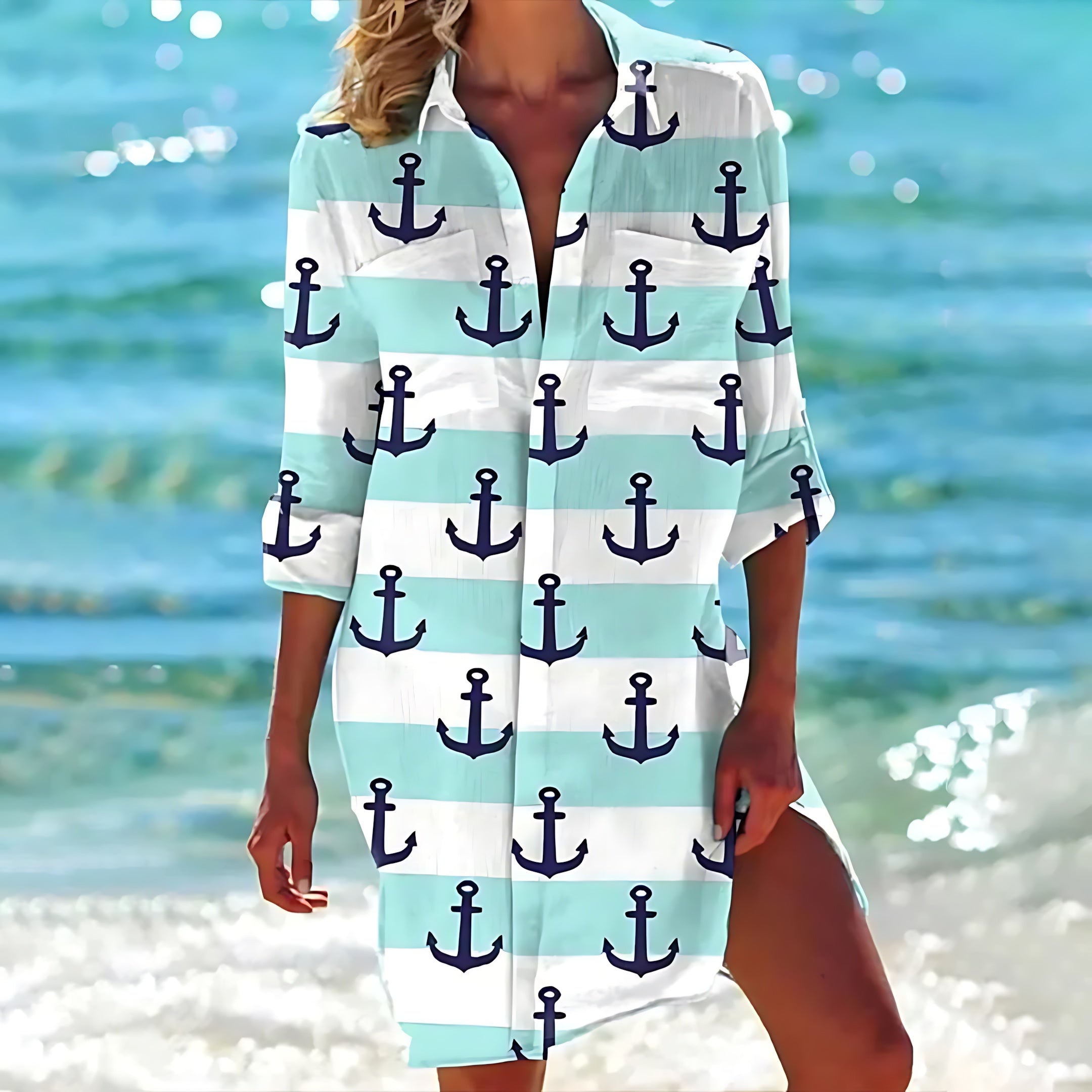 Hazel – Floral Print Button Up Shirt Dress Cover Up