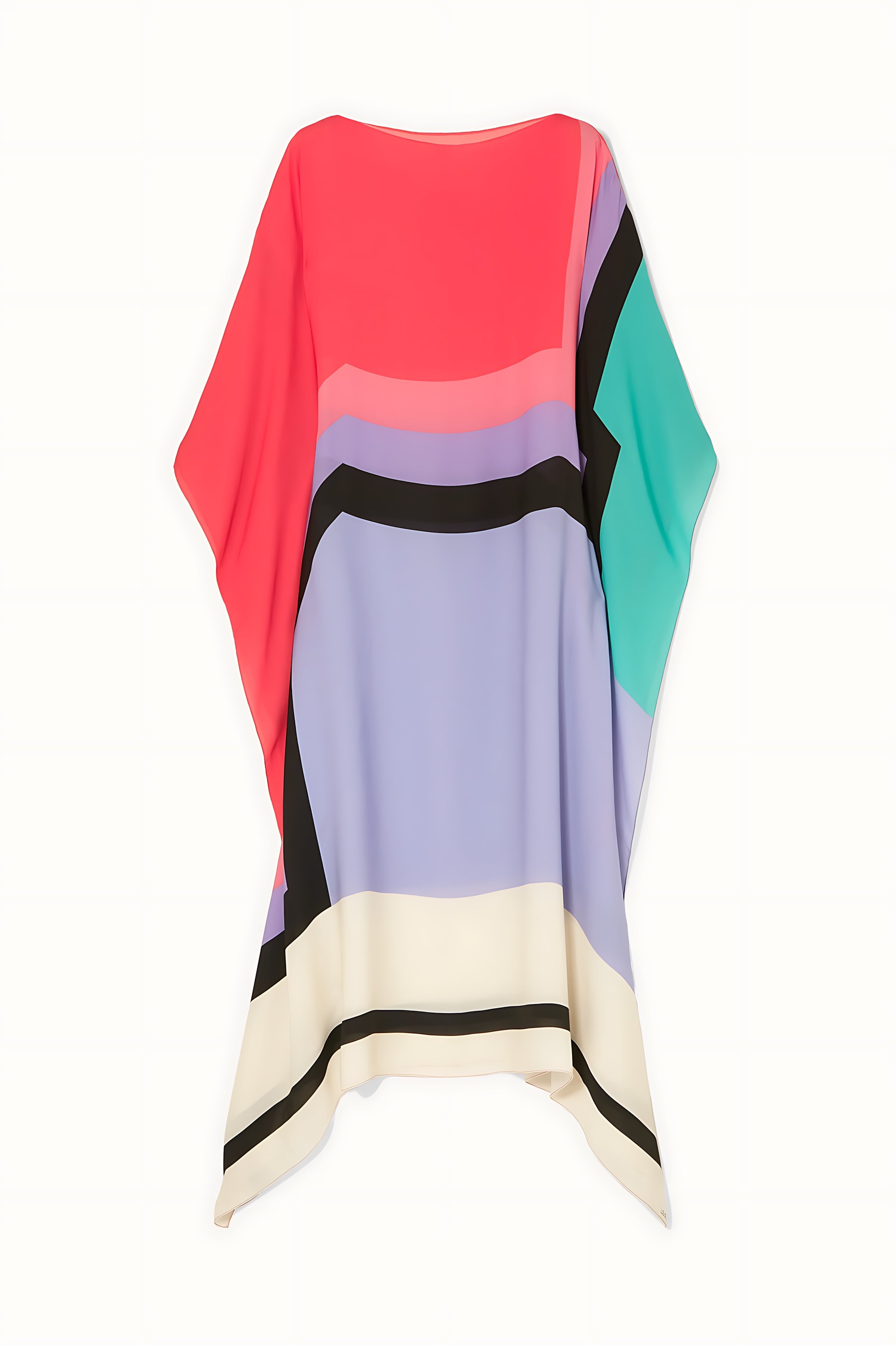 Hazel – Geometric Print Batwing Sleeve Kaftan Maxi Dress