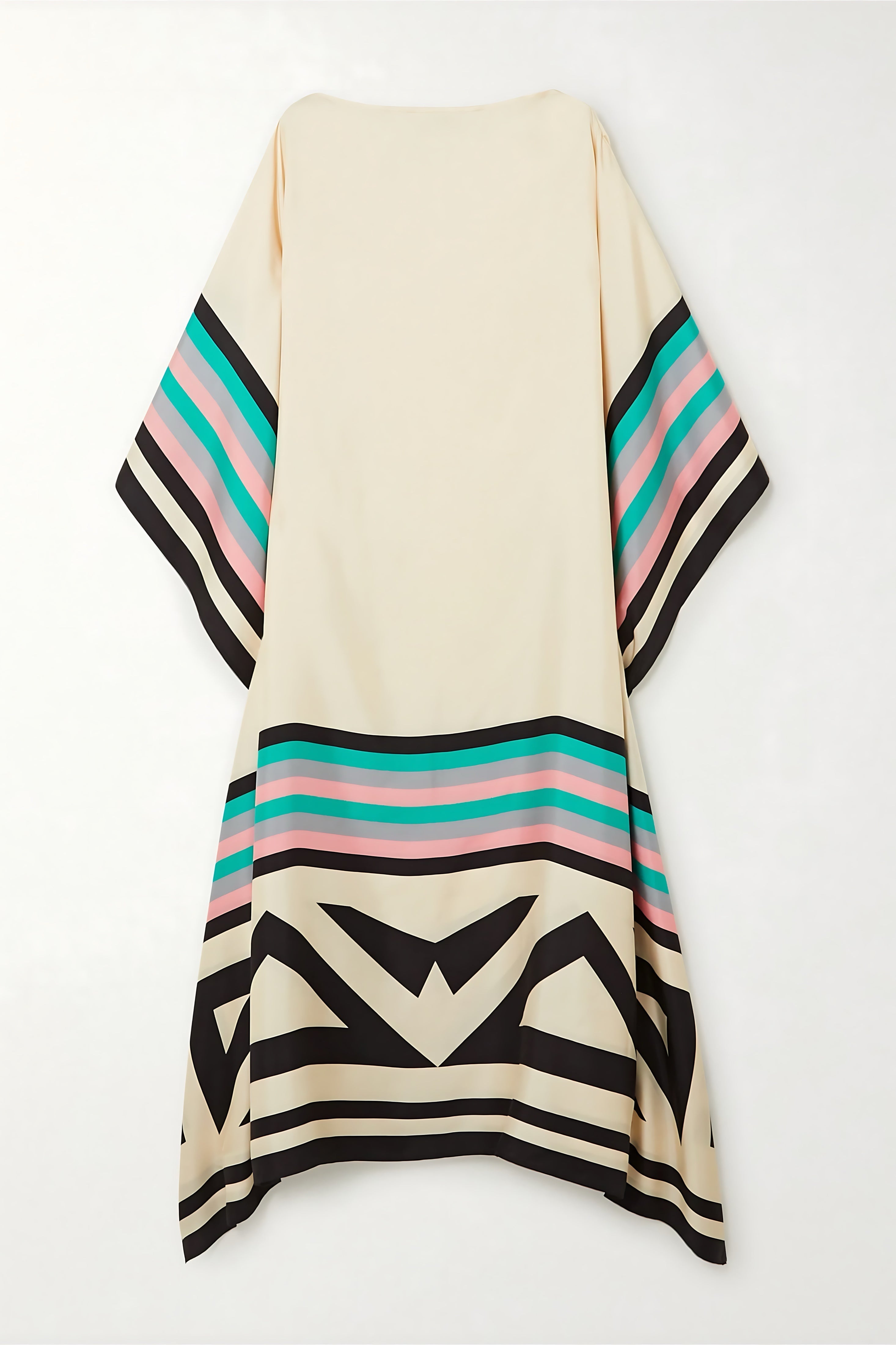 Hazel – Geometric Print Batwing Sleeve Kaftan Maxi Dress