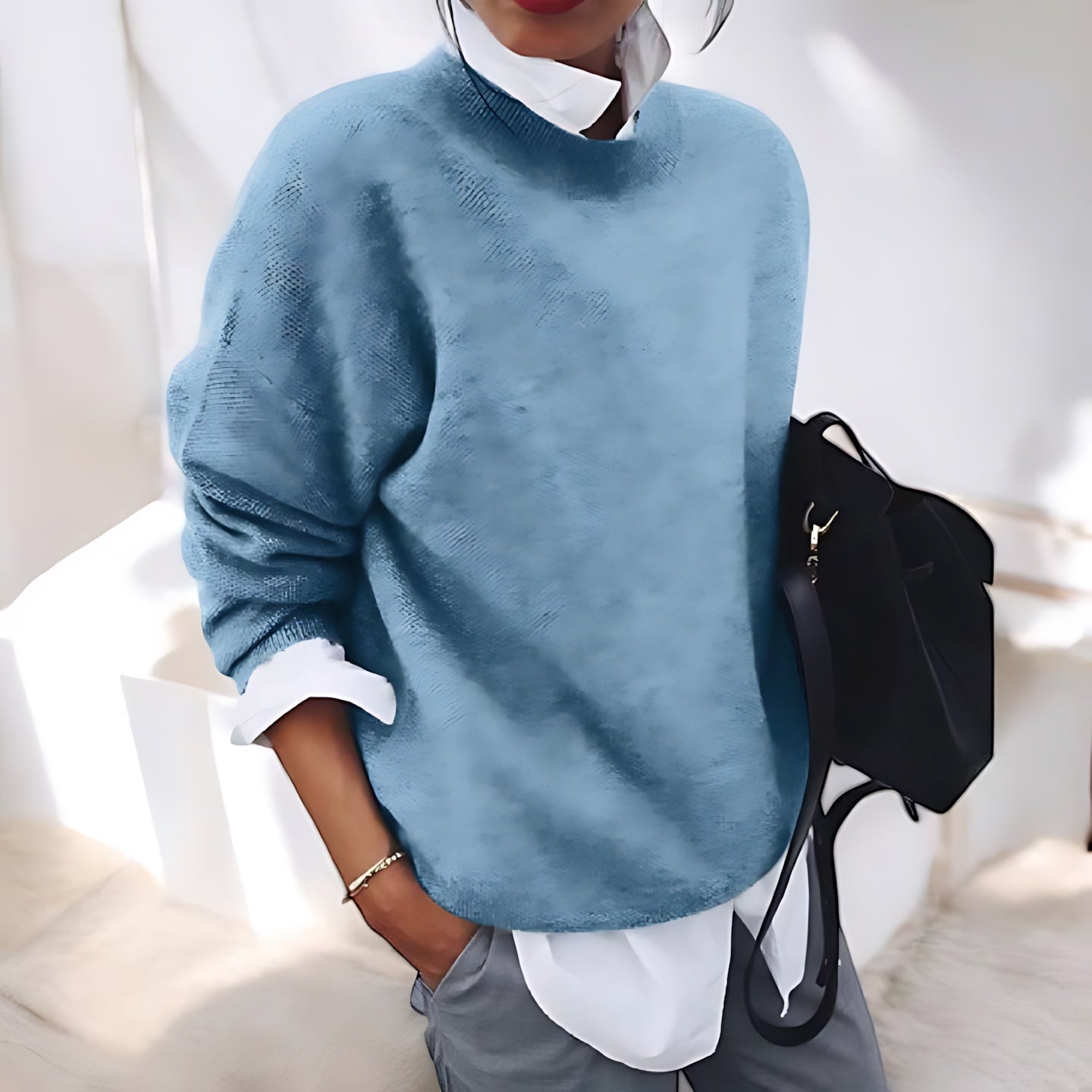 Hazel – Relaxed Crew Neck Knit Sweater