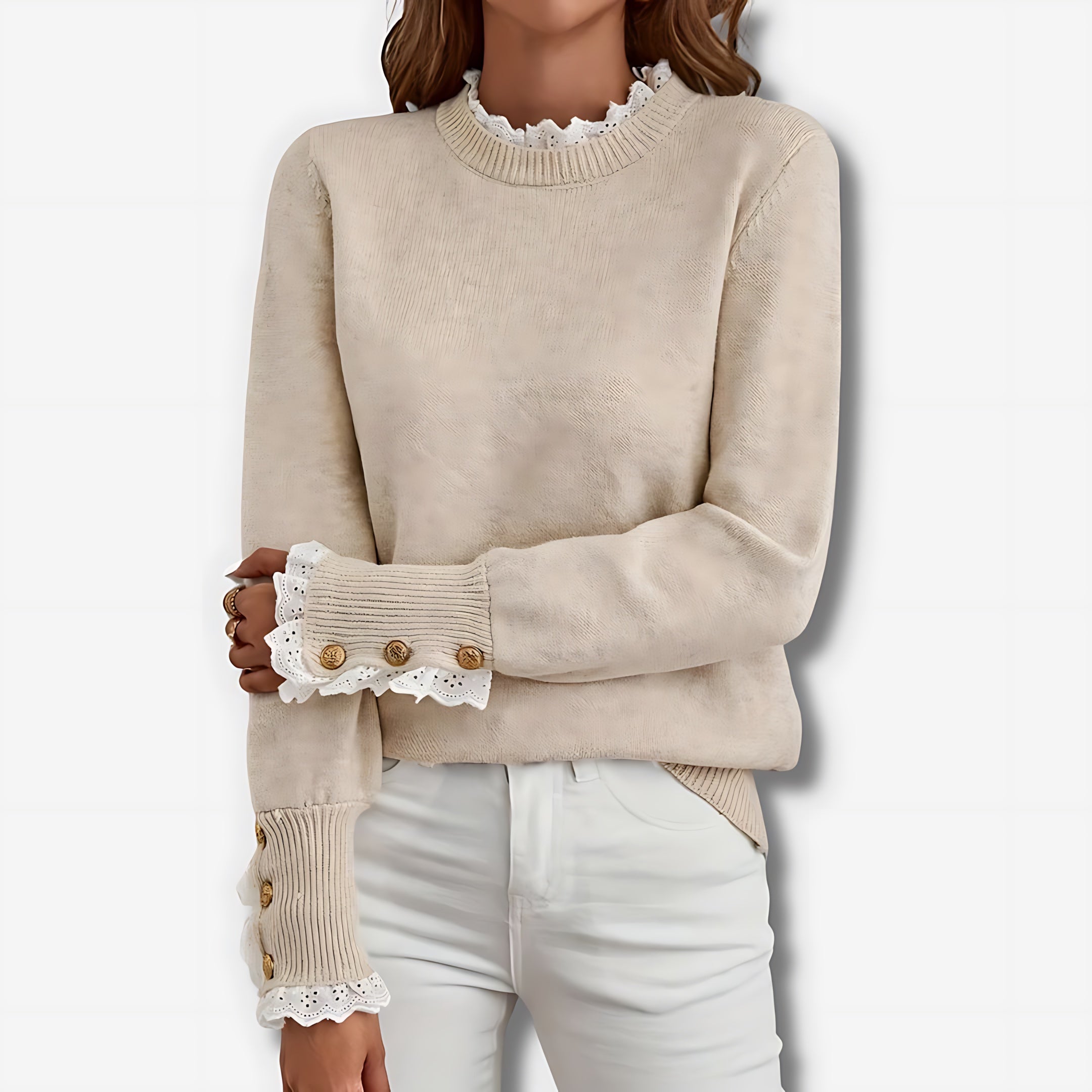 Helena – Crew Neck Long Sleeve Knit Sweater