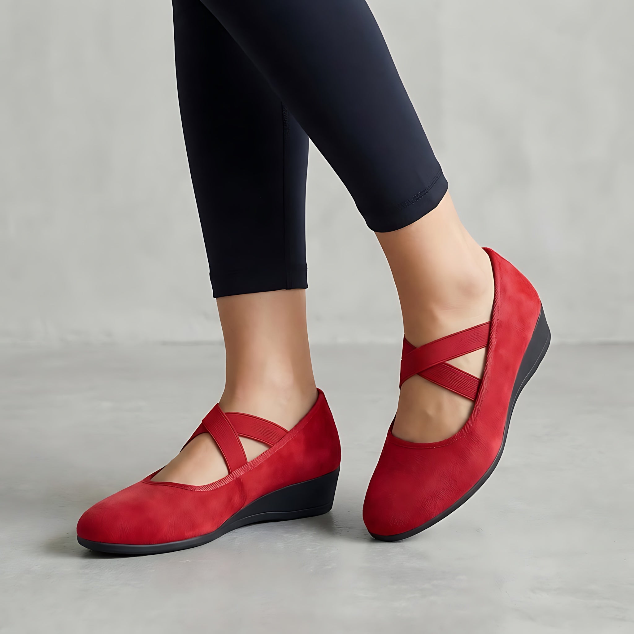 Helena – Criss Cross Strap Wedge Flats