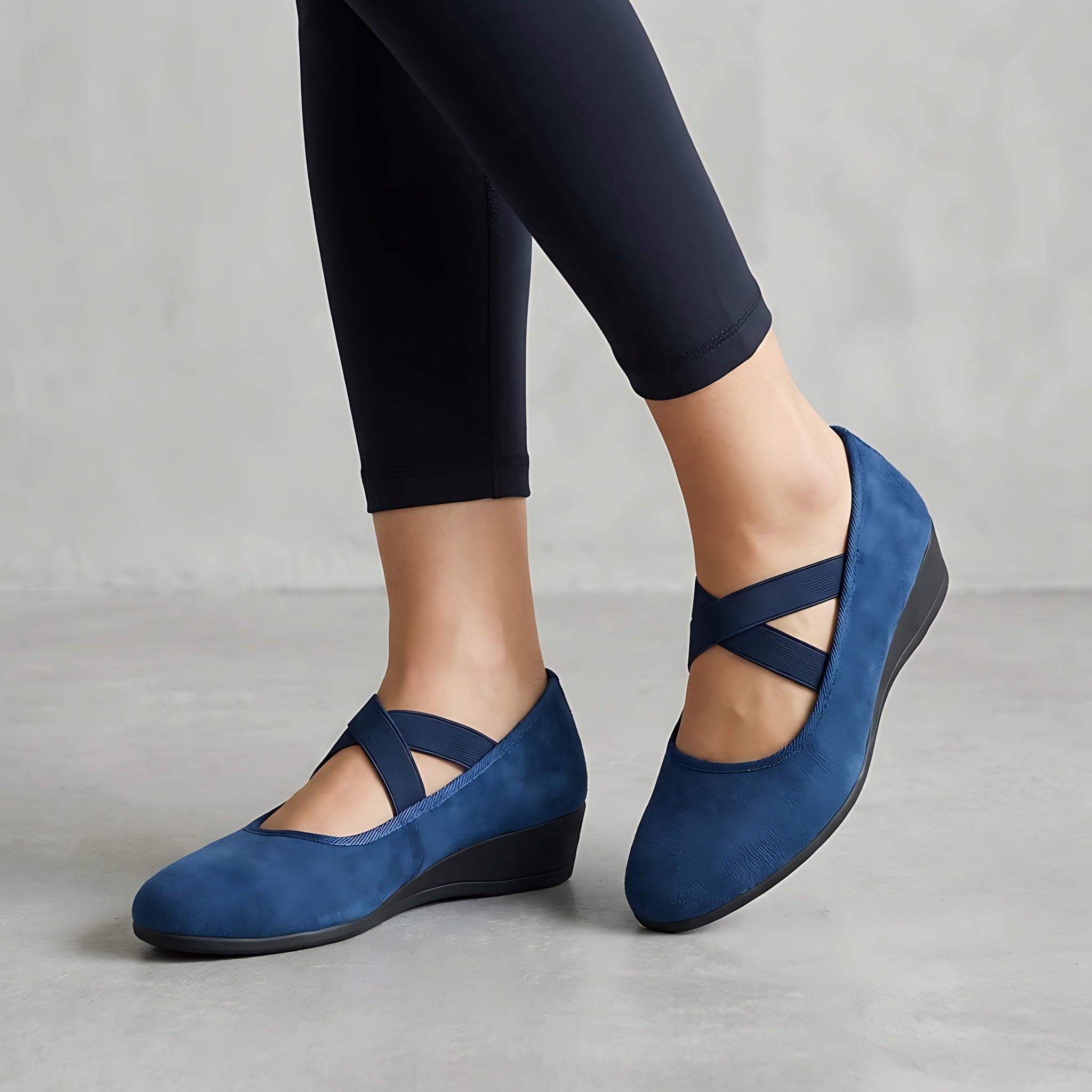 Helena – Criss Cross Strap Wedge Flats
