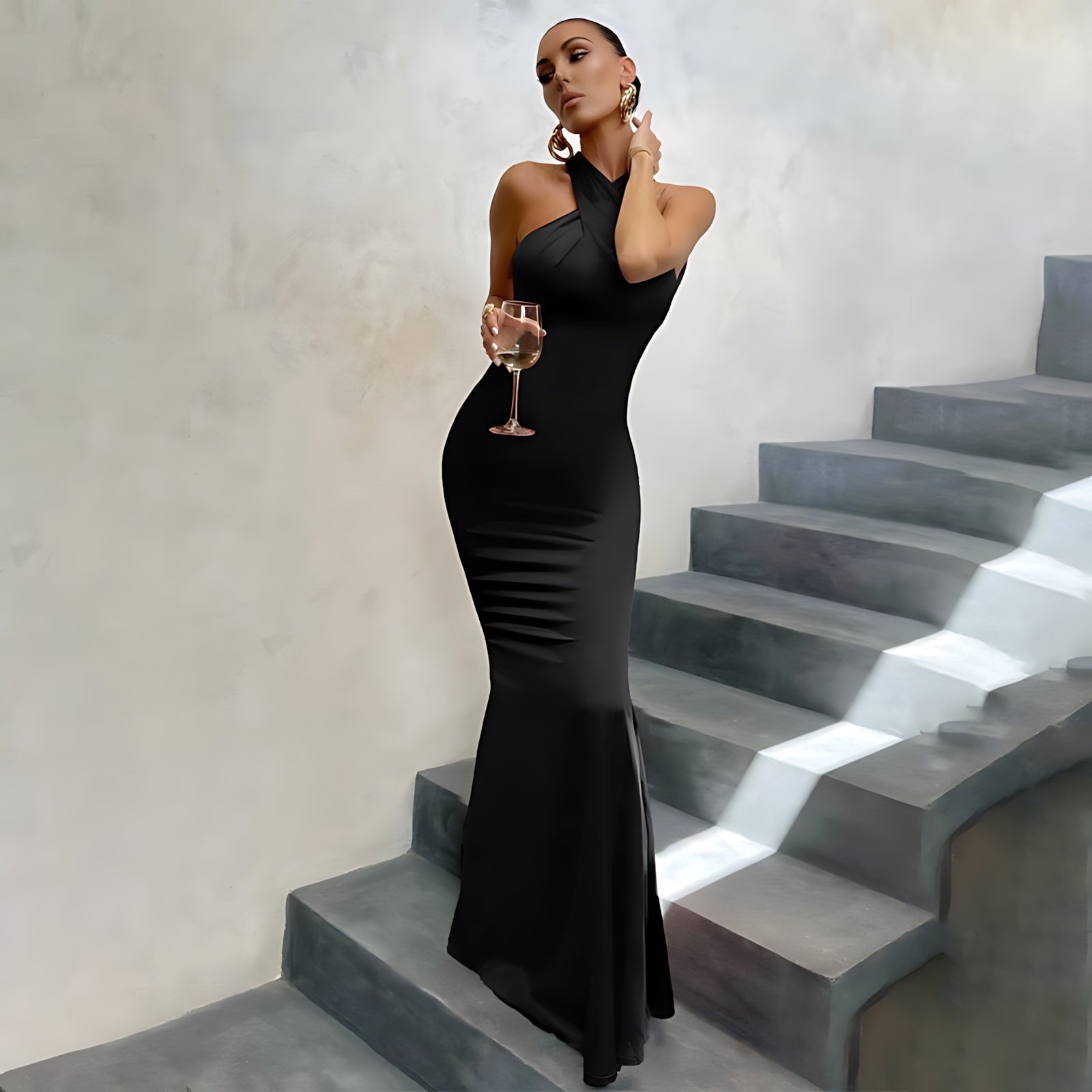 Helena – Halter Mermaid Evening Maxi Dress
